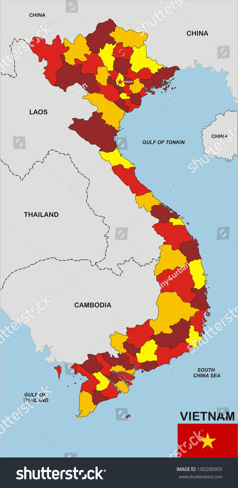 Ilustrasi Stok Very Big Size Political Map Vietnam 100206905 Shutterstock Stock Photo Very Big Size Political Map Of Vietnam With Flag 100206905