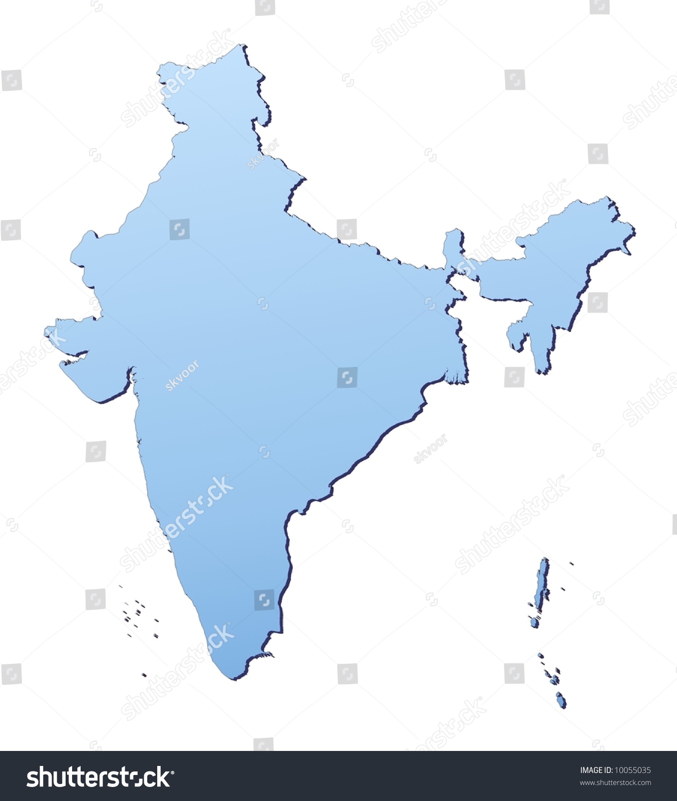 India Map Filled Light Blue Gradient Stock Illustration 10055035 ...