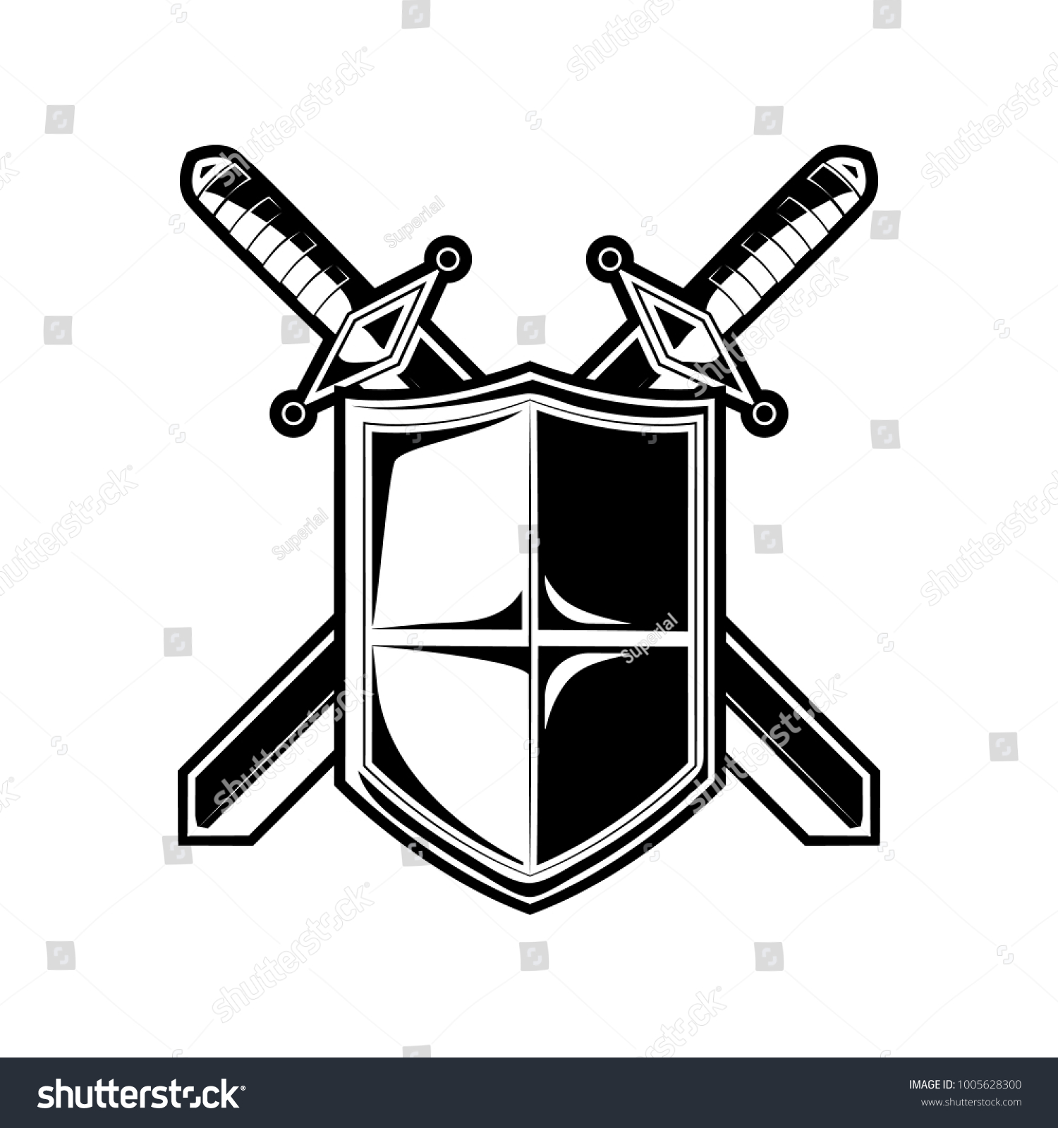 Knight Shield Sword Logo Emblem Isolated Stock Vector (Royalty Free ...