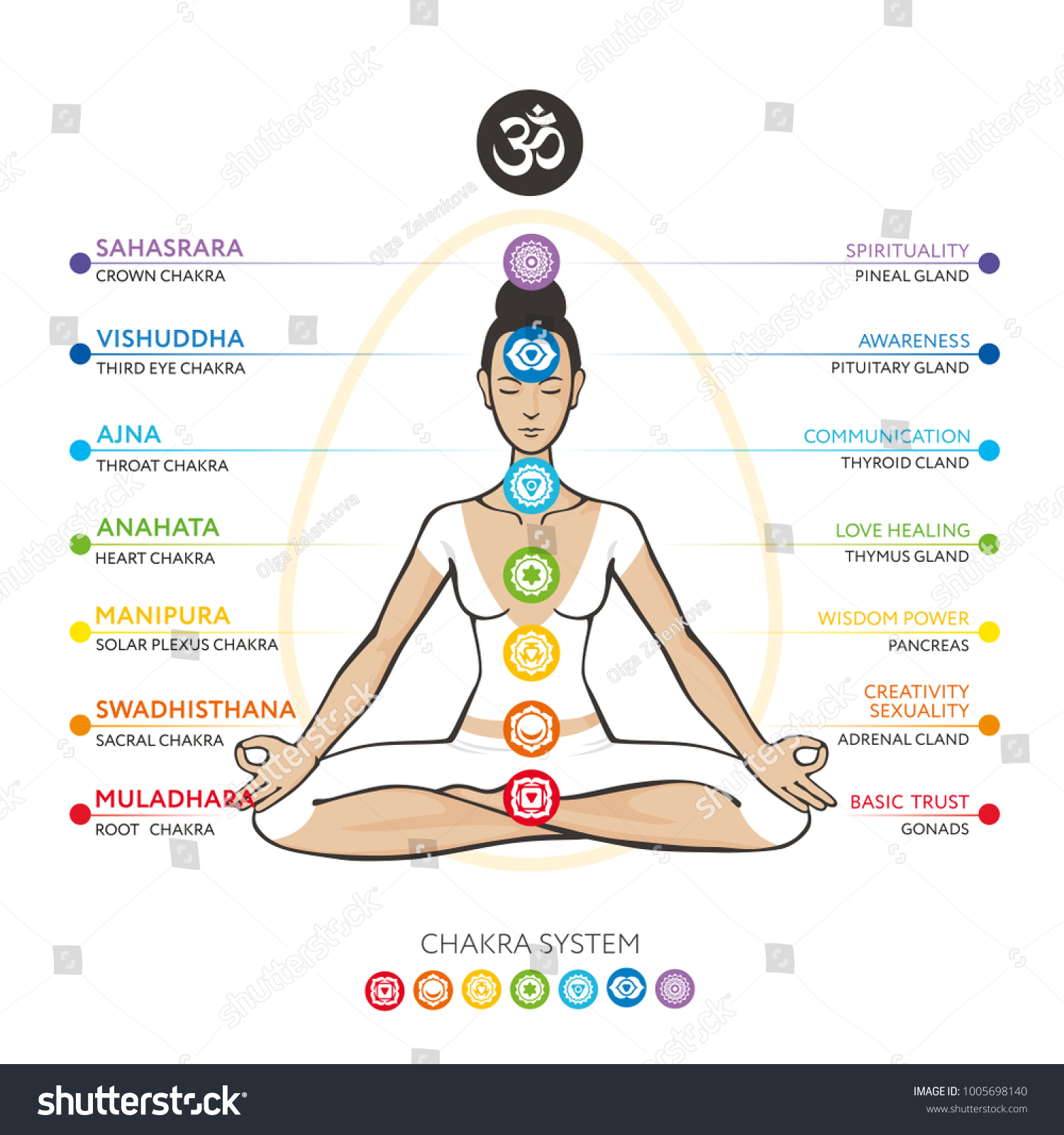 Chakras System Human Body Used Hinduism Stock Vector (Royalty Free ...