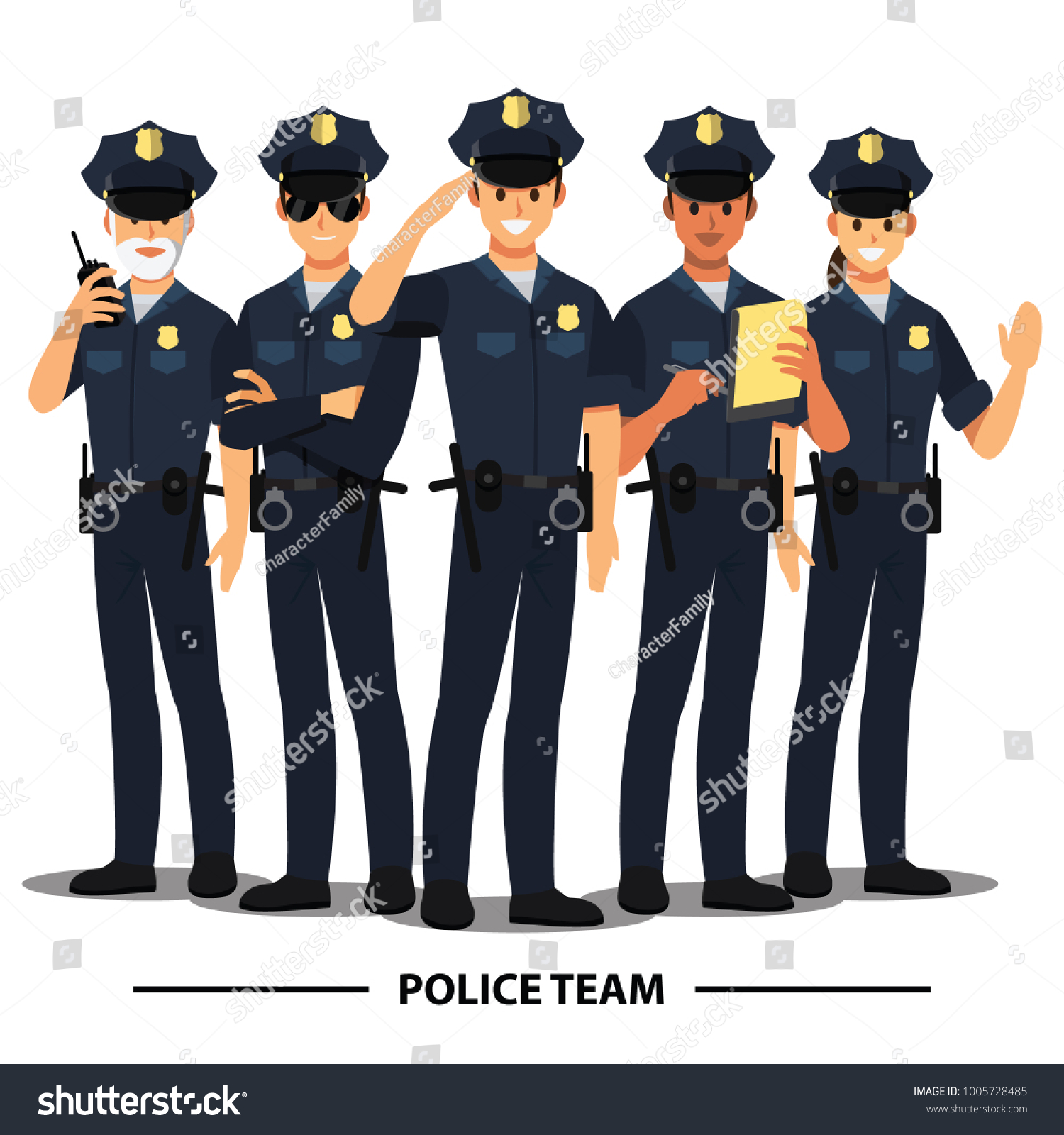 Police Officers Team Vector Character Stock Vector (Royalty Free ...