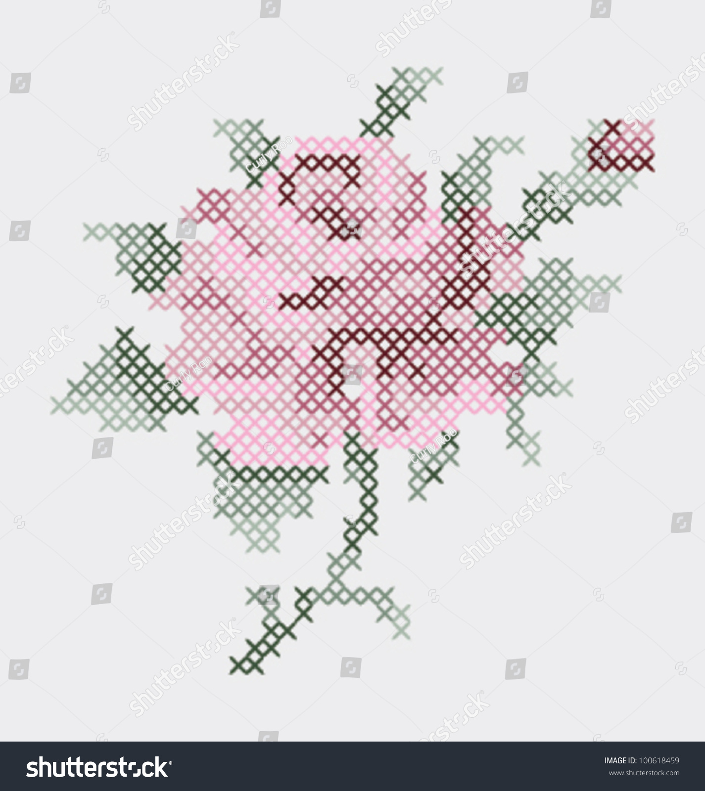 Rose Flower Embroidery Pattern Vector Illustration Stock Vector ...