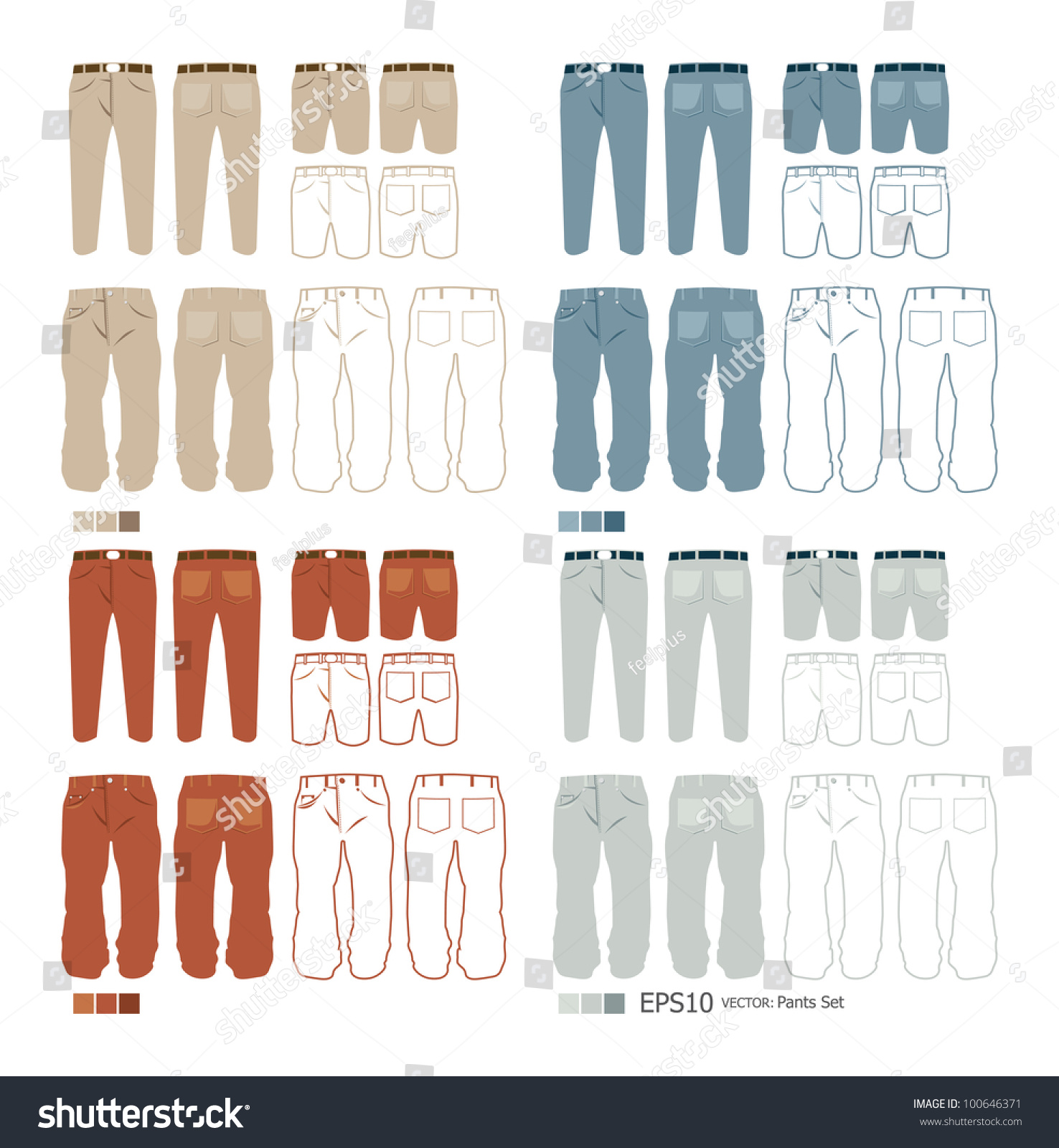 Pants Fashion Set Vector Stock Vector (Royalty Free) 100646371 ...