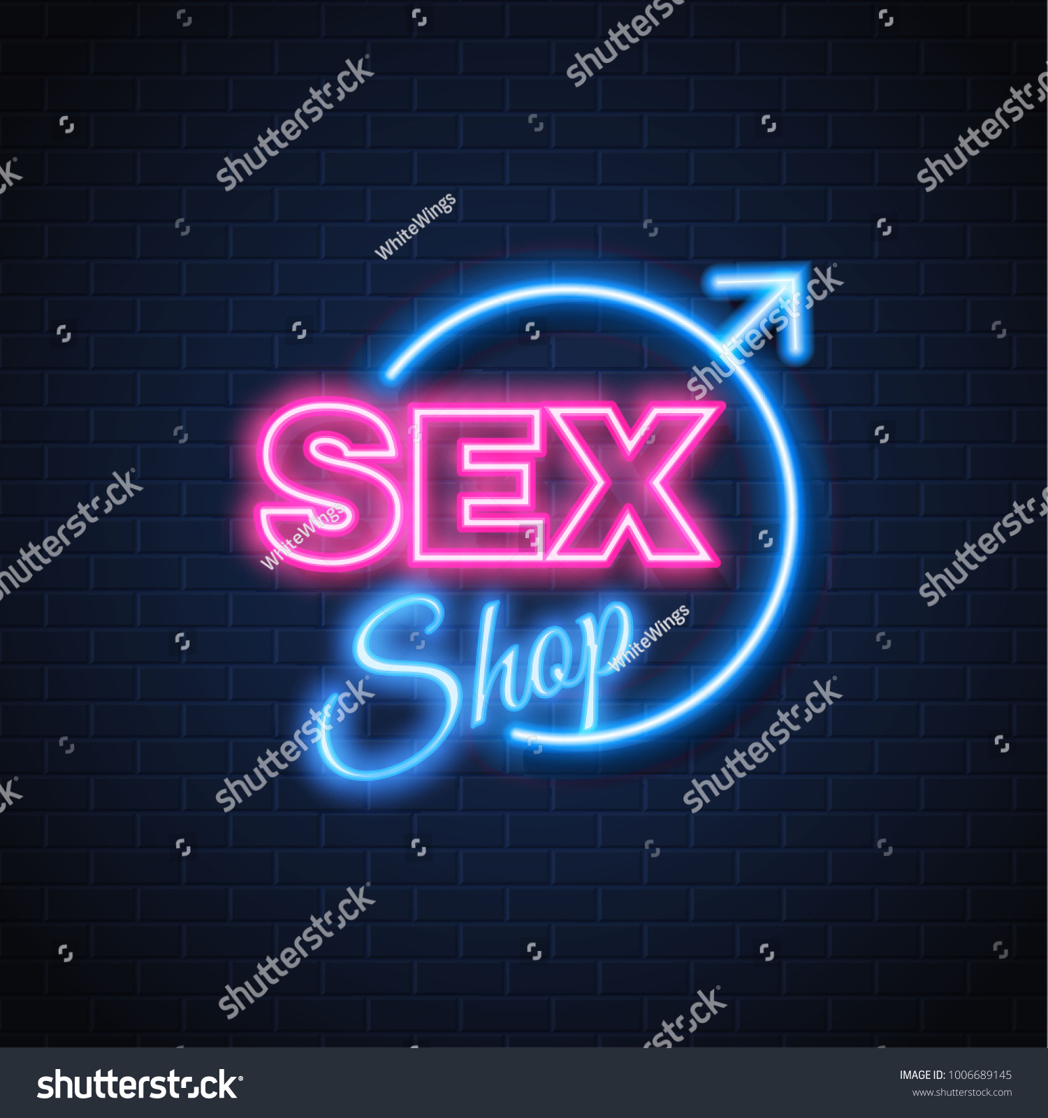 Sex Shop Neon Sign Brick Wall Stock Vector Royalty Free 1006689145