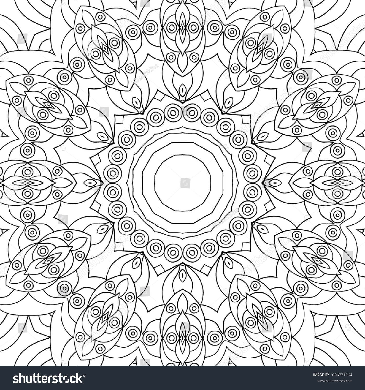 Adult Coloring Page Black White Pattern Stock Vector (Royalty Free ...