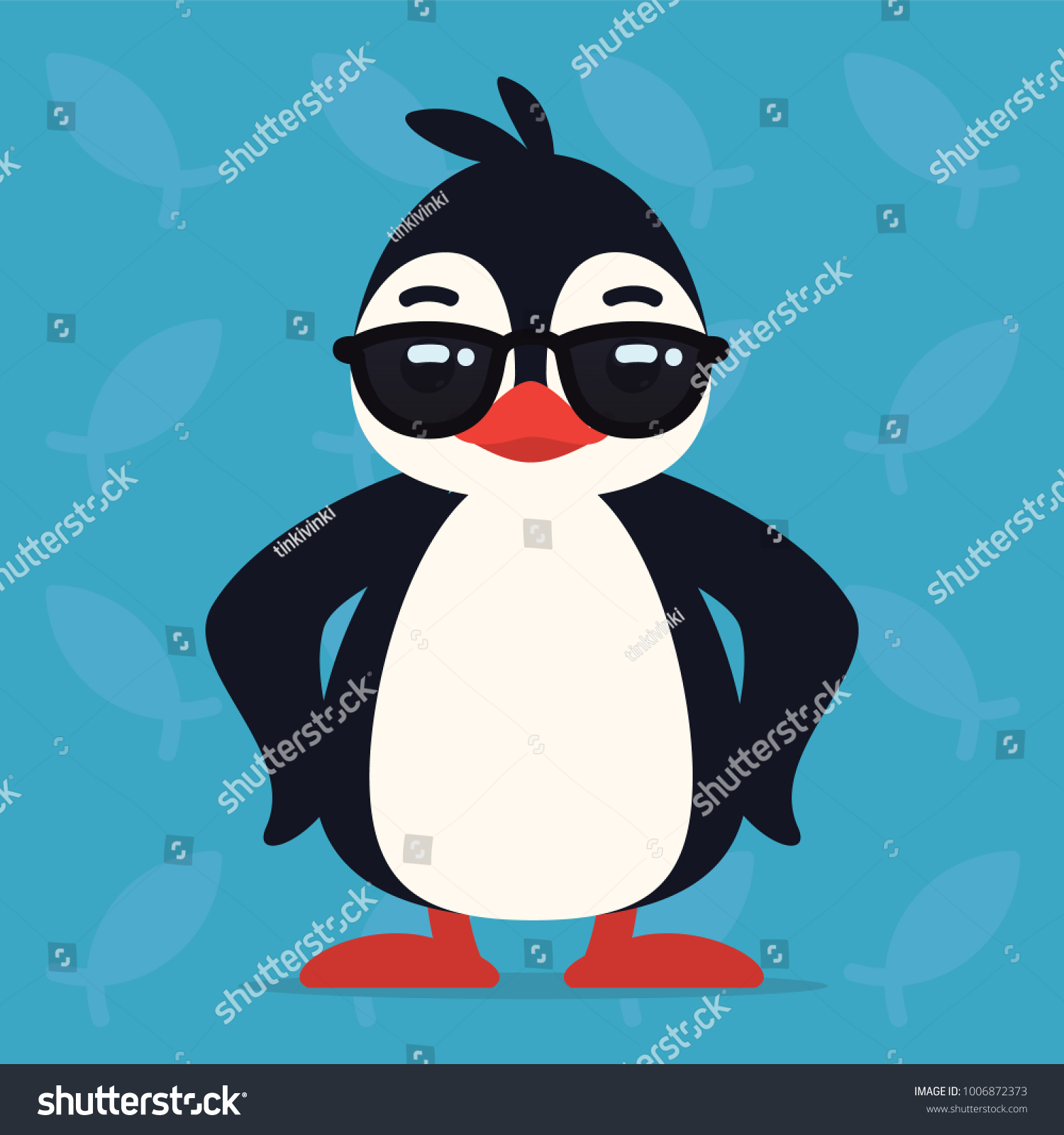 Cute Penguin Standing Cool Pose Vector Stock Vector (Royalty Free ...