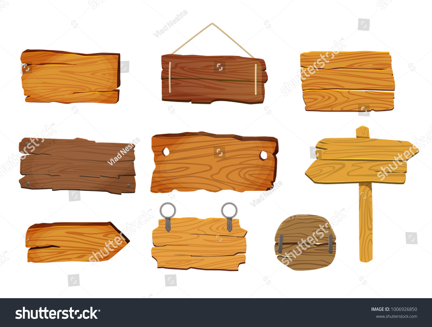 Wooden Signs Boards Set Different Shapes Stock Vector (Royalty Free ...