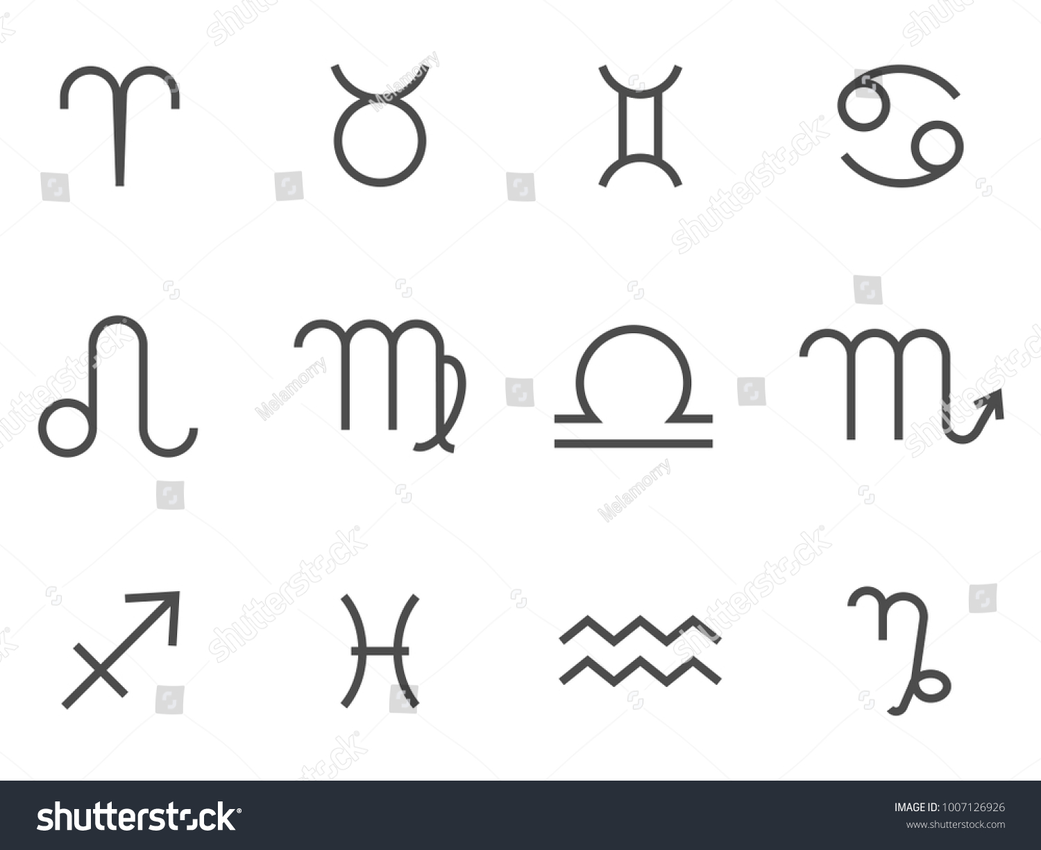 Signs Zodiac Set Twelve Star Signs Stock Vector (Royalty Free ...