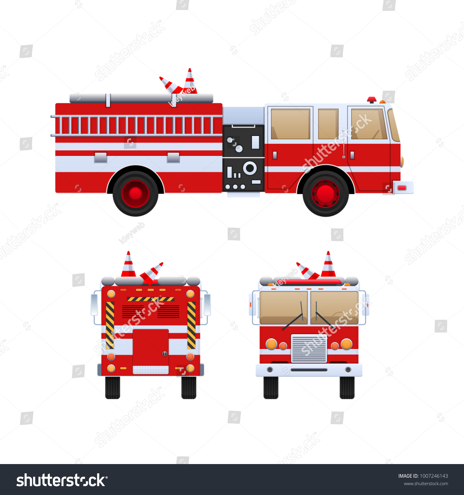 Fire Department Red Truck White Stripes Stock Vector (Royalty Free ...