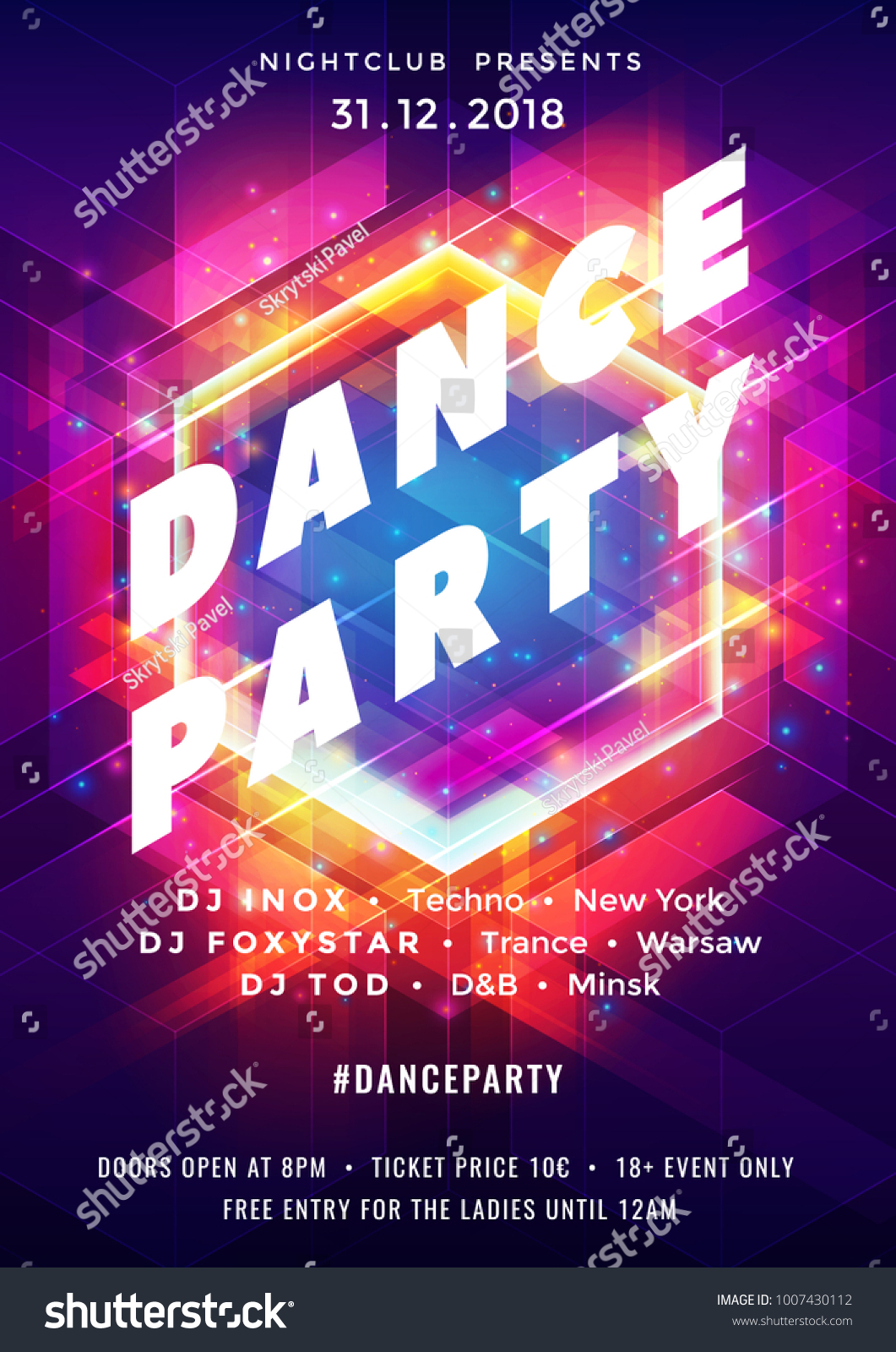 Dance Party Poster Vector Background Template Stock Vector (Royalty ...