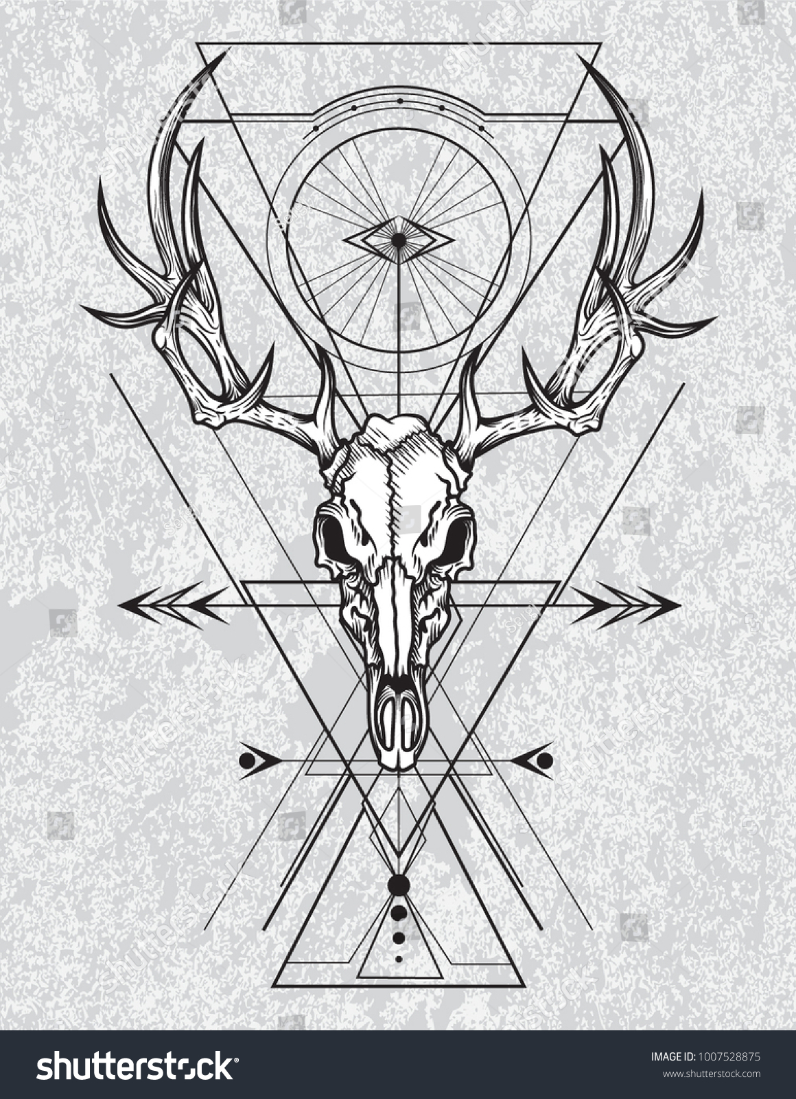 Skull Deer Ink Graphic Technique Vector Stock Vector (Royalty Free ...