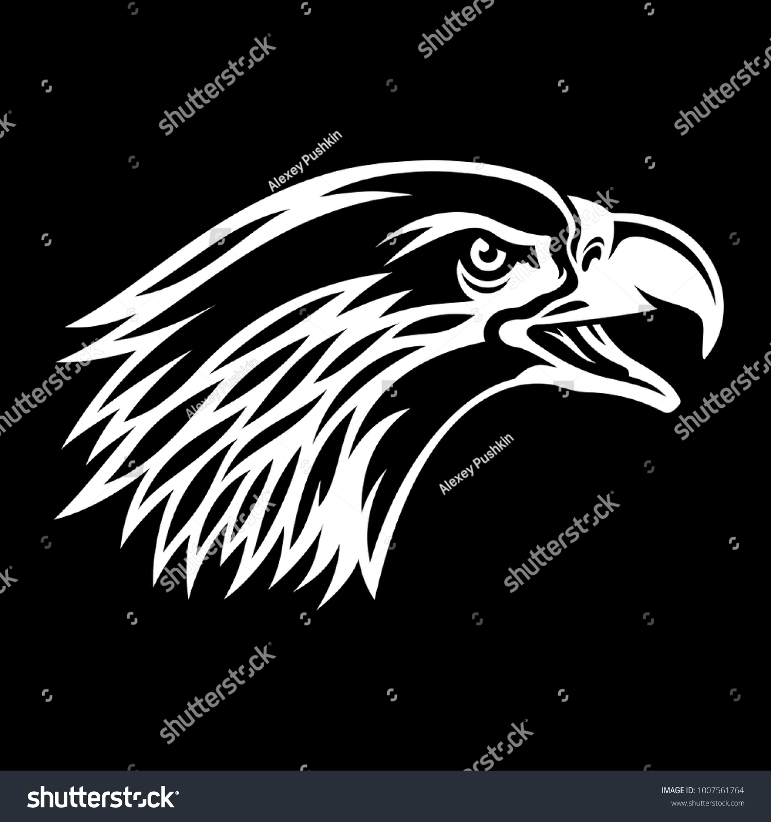 Bald Eagle Silhouette Isolated On Black Stock Vector (Royalty Free ...