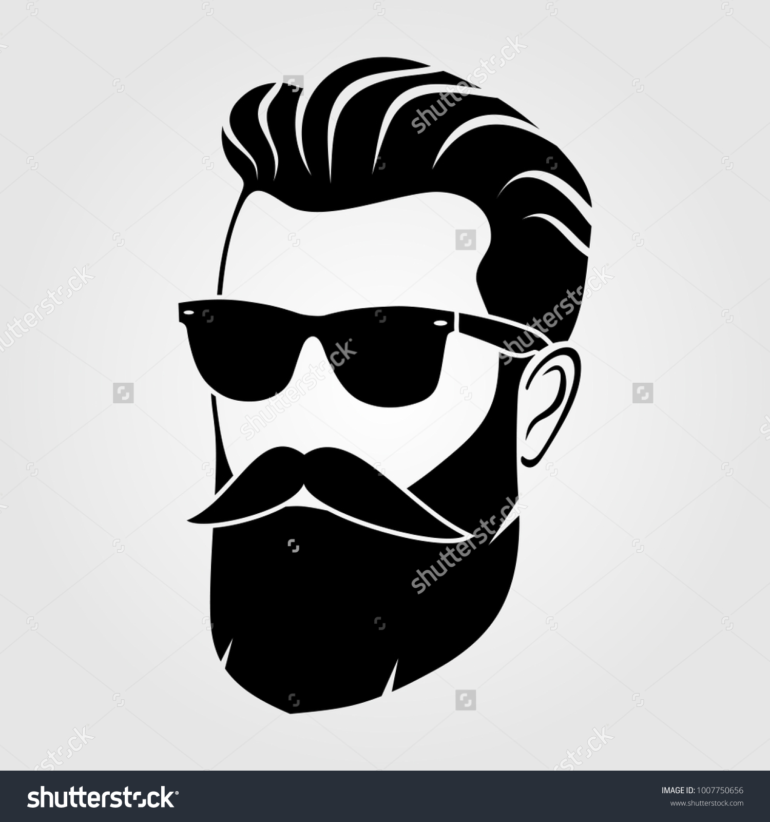 Bearded Men Hipster Face Fashion Silhouette Stock Vector Royalty Free 1007750656 Shutterstock 2357