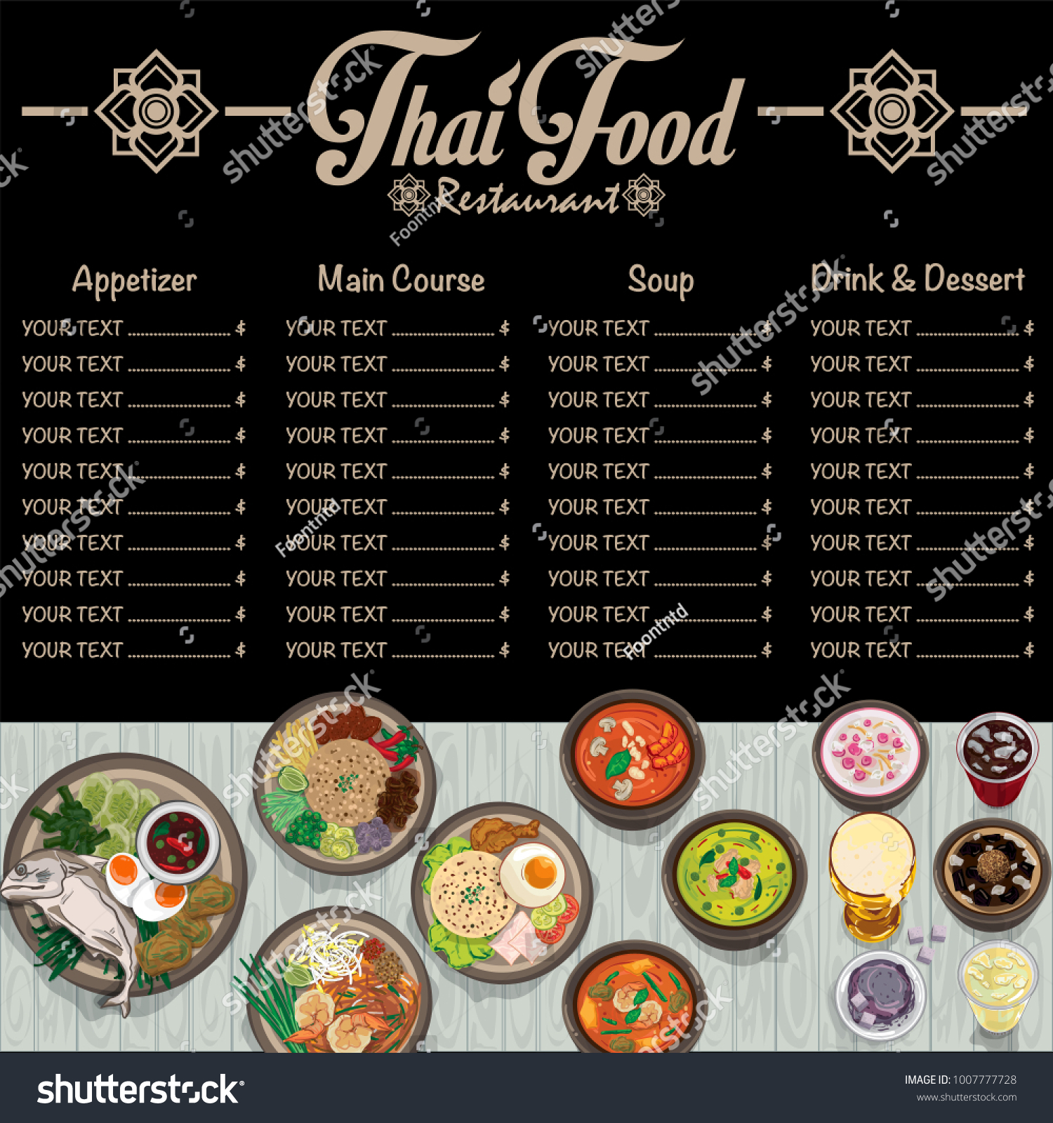 Menu Thai Food Design Template Graphic Stock Vector (Royalty Free ...