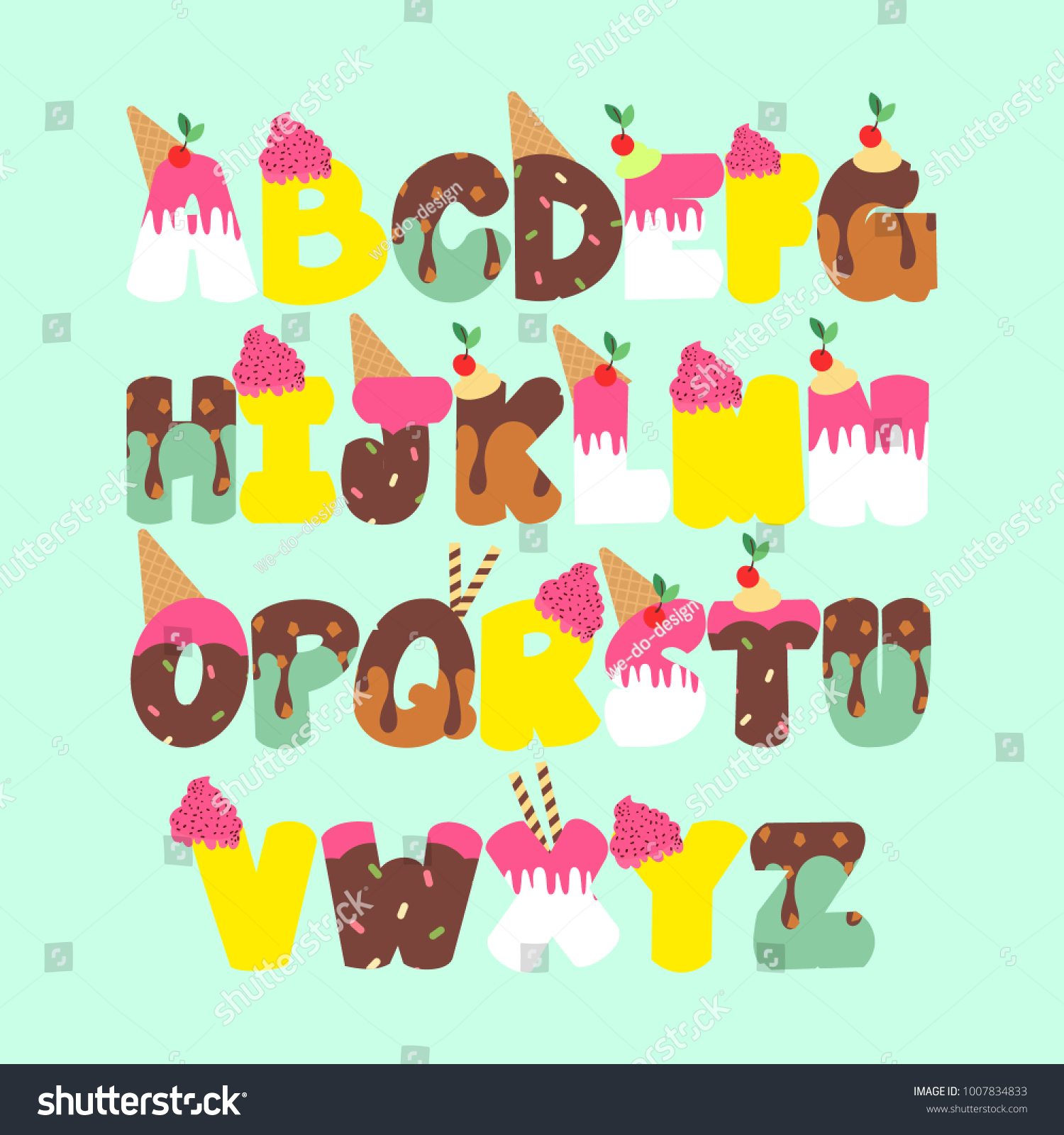 Sweets Bakery Ice Cream Font Design Stock Vector (Royalty Free ...