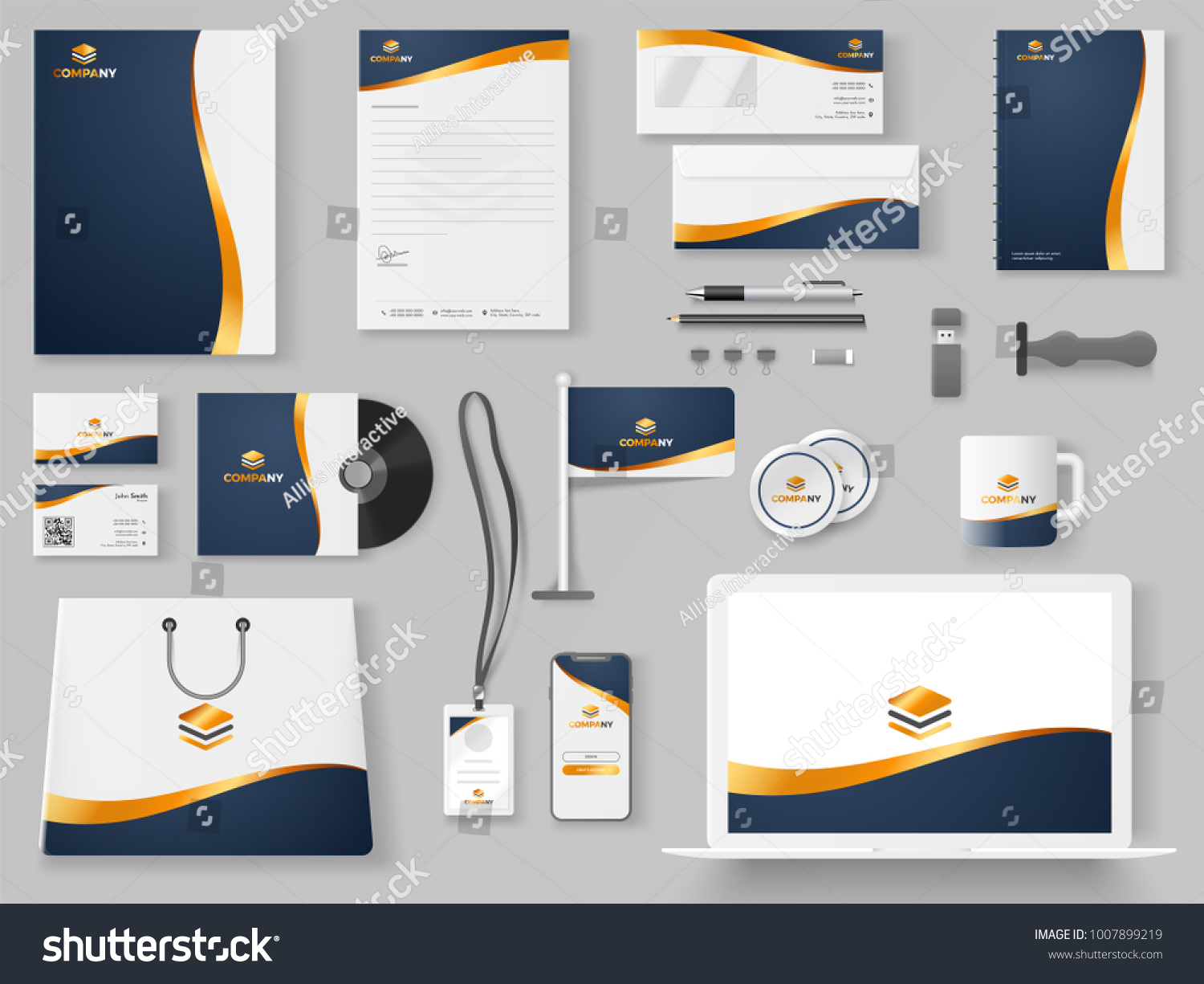 Branding Mockup Set Corporate Identity Mockup Stock Vector (Royalty ...