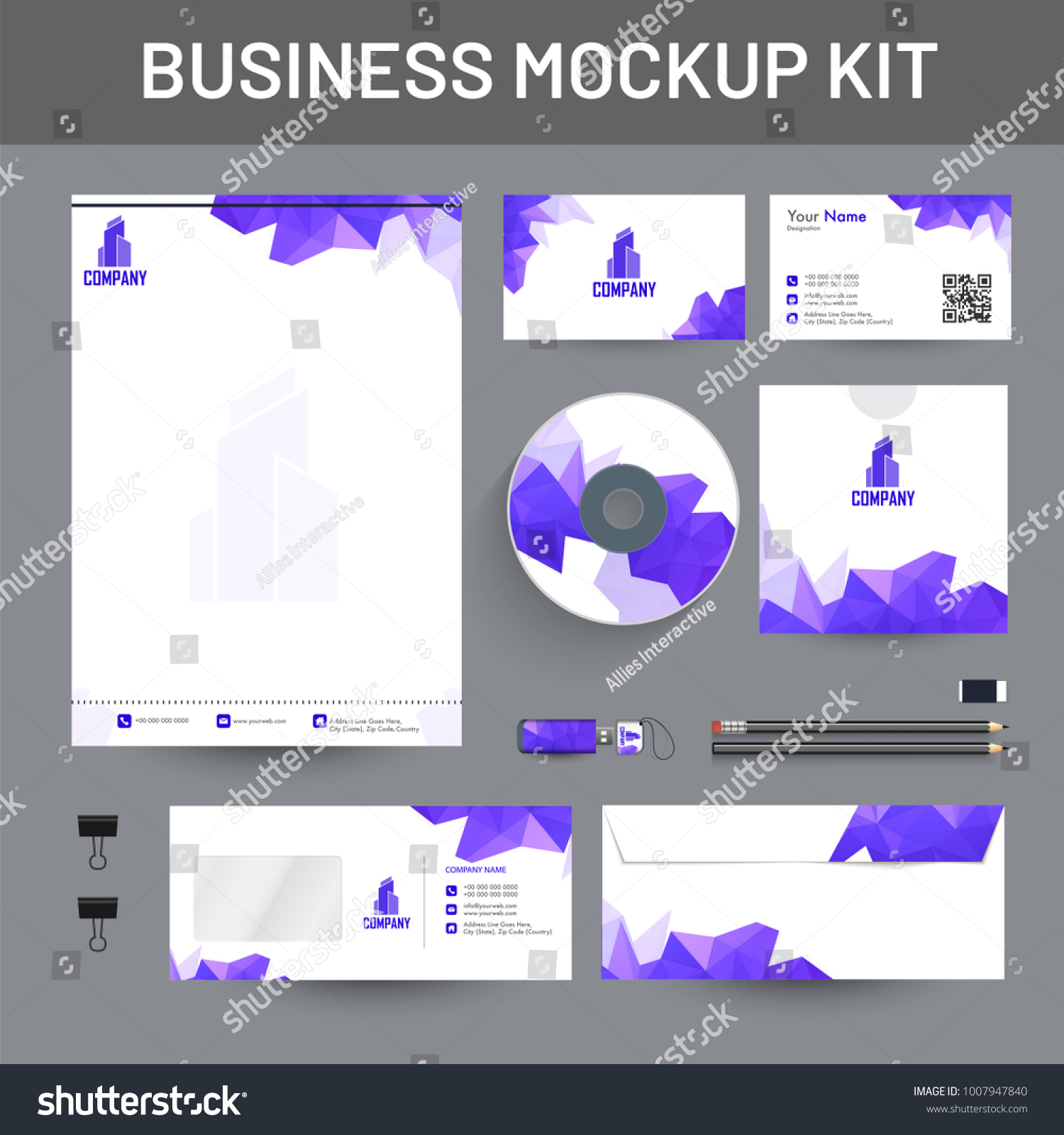 Vektor Stok Branding Mockup Set Corporate Identity Mockup (Tanpa ...