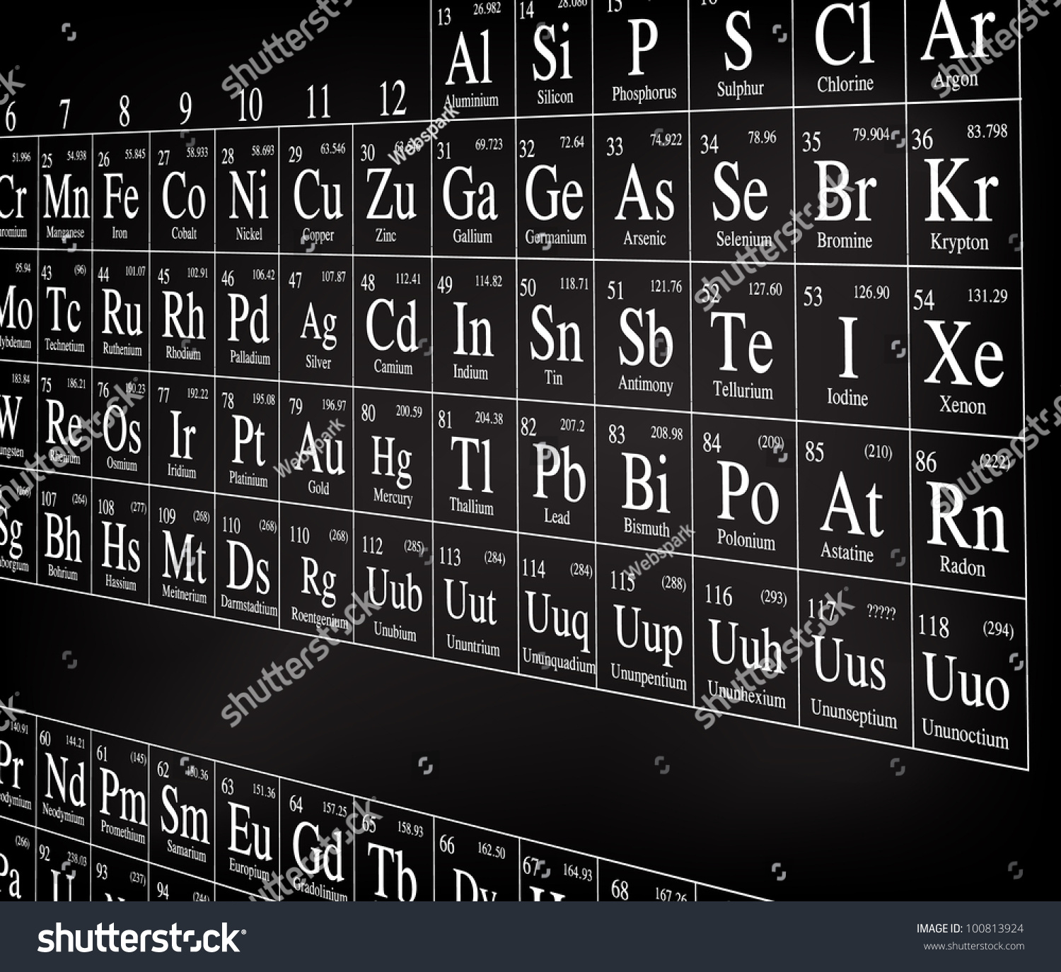 Periodic Table Black Perspective Stock Vector (Royalty Free) 100813924 ...