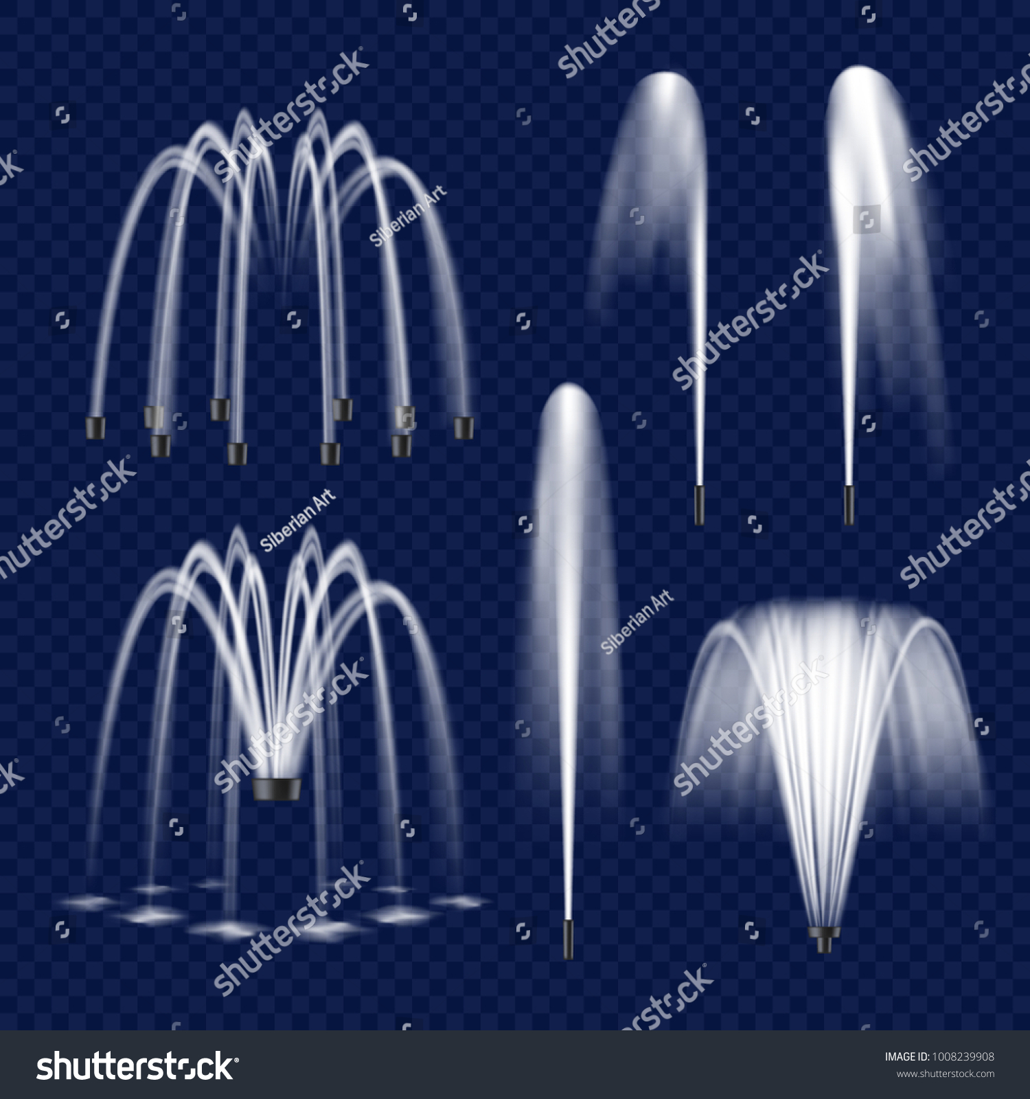 Realistic Water Fountain Set Vector Illustration Stock Vector (Royalty ...