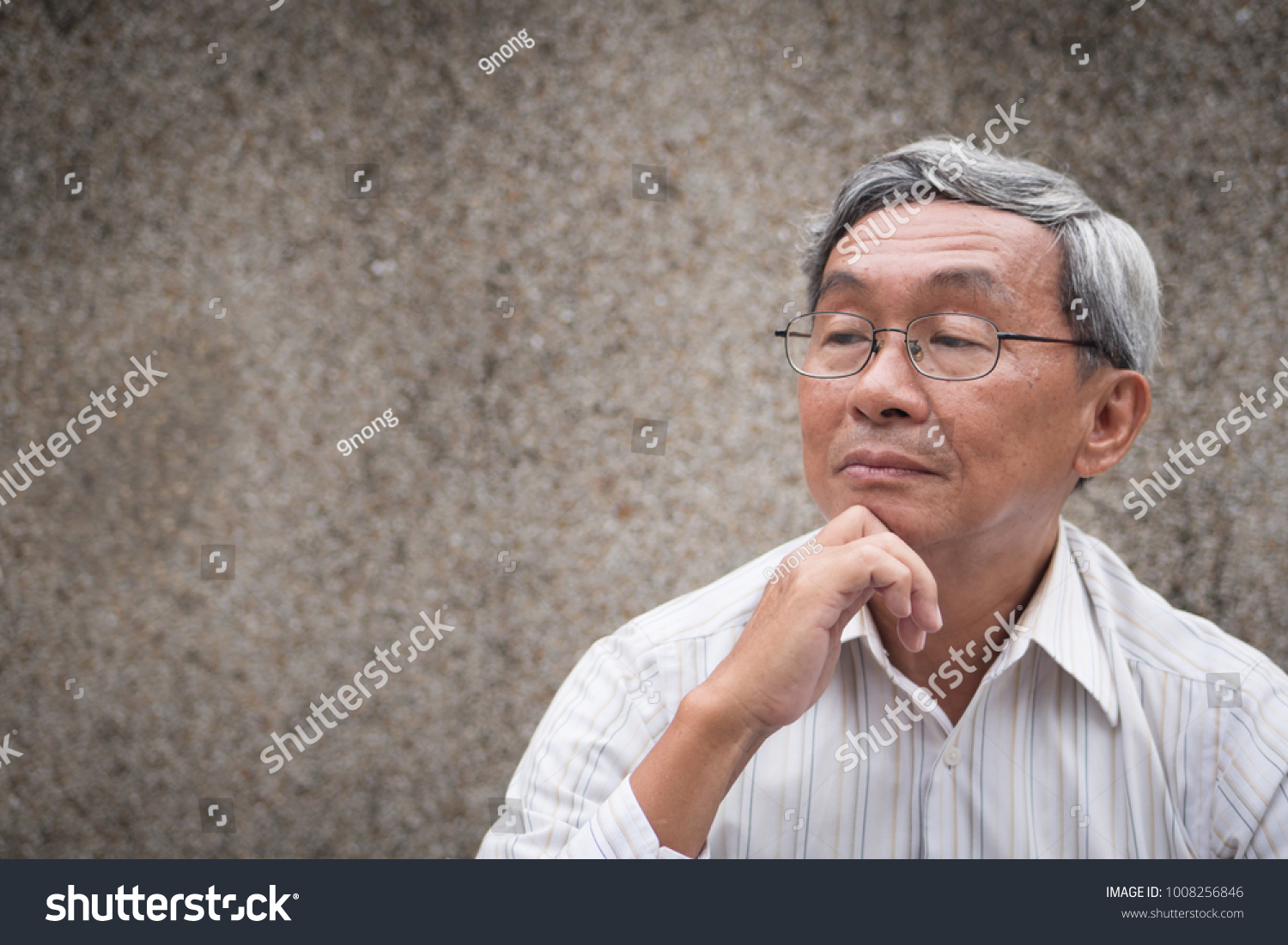 Thoughtful Old Man Thinking Senior Planning Stock Photo 1008256846