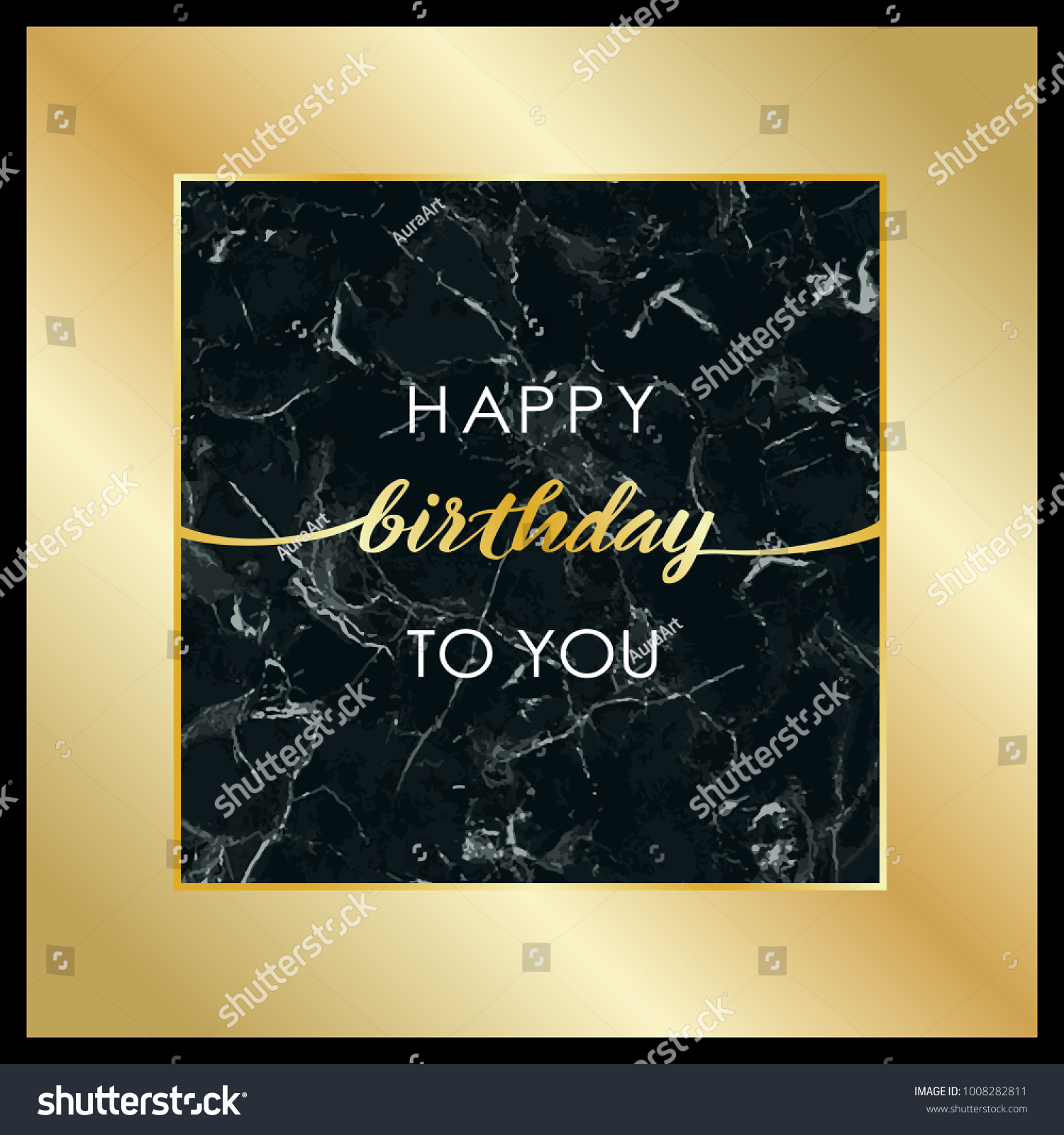 Happy Birthday Luxury Greeting Card Gold Stock Vector (Royalty Free ...