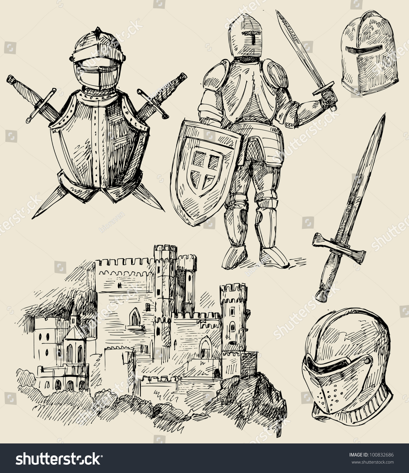 Medieval Collection Stock Vector (Royalty Free) 100832686 | Shutterstock