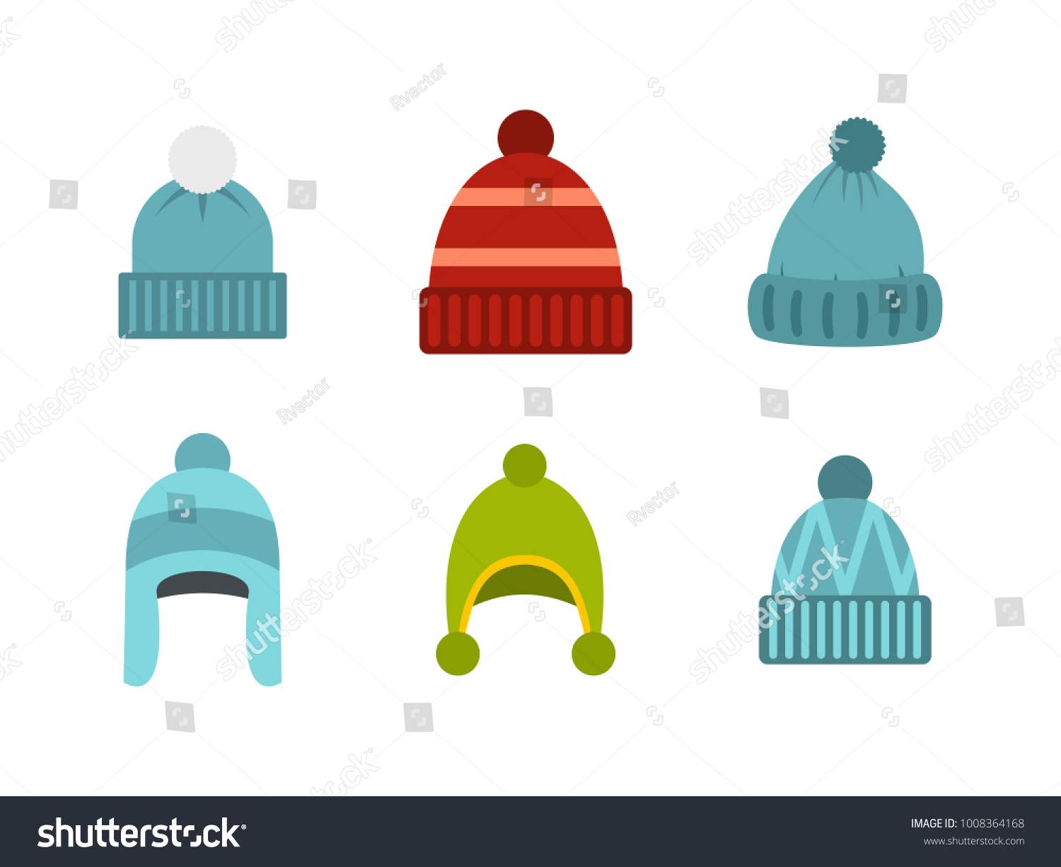 Beanie Icon Set Flat Set Beanie Stock Vector (Royalty Free) 1008364168 ...