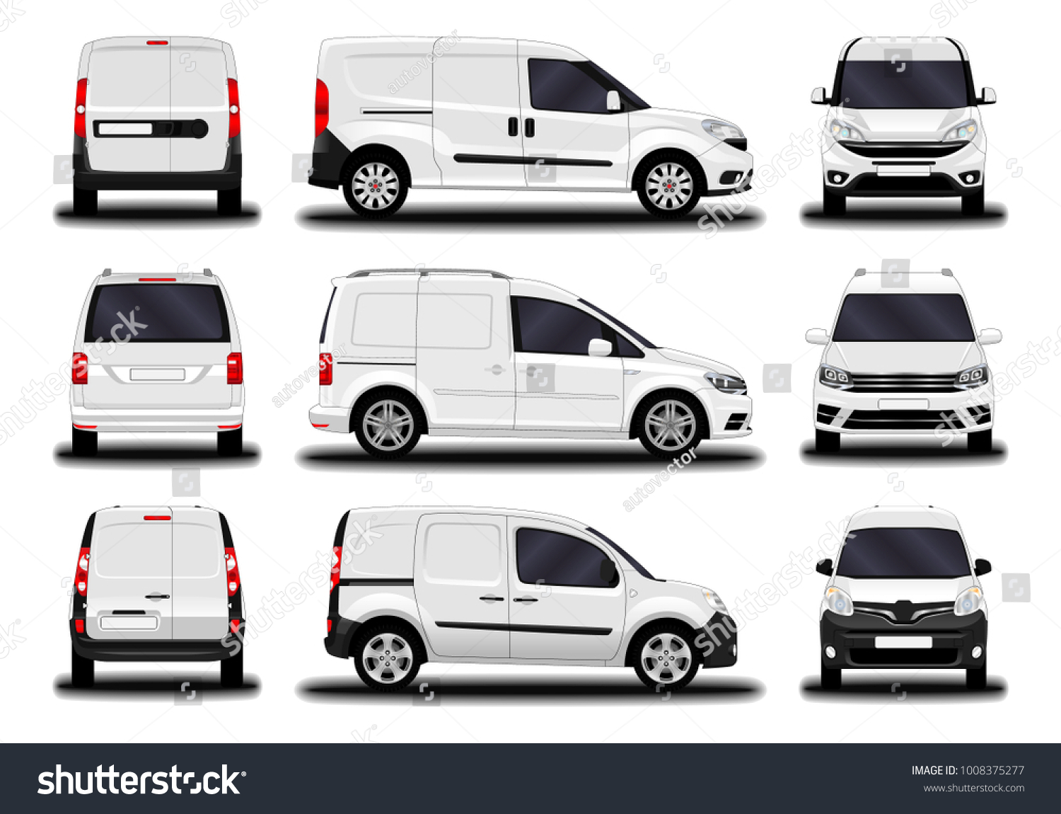 Realistic Cargo Van Front View Side Stock Vector (Royalty Free ...