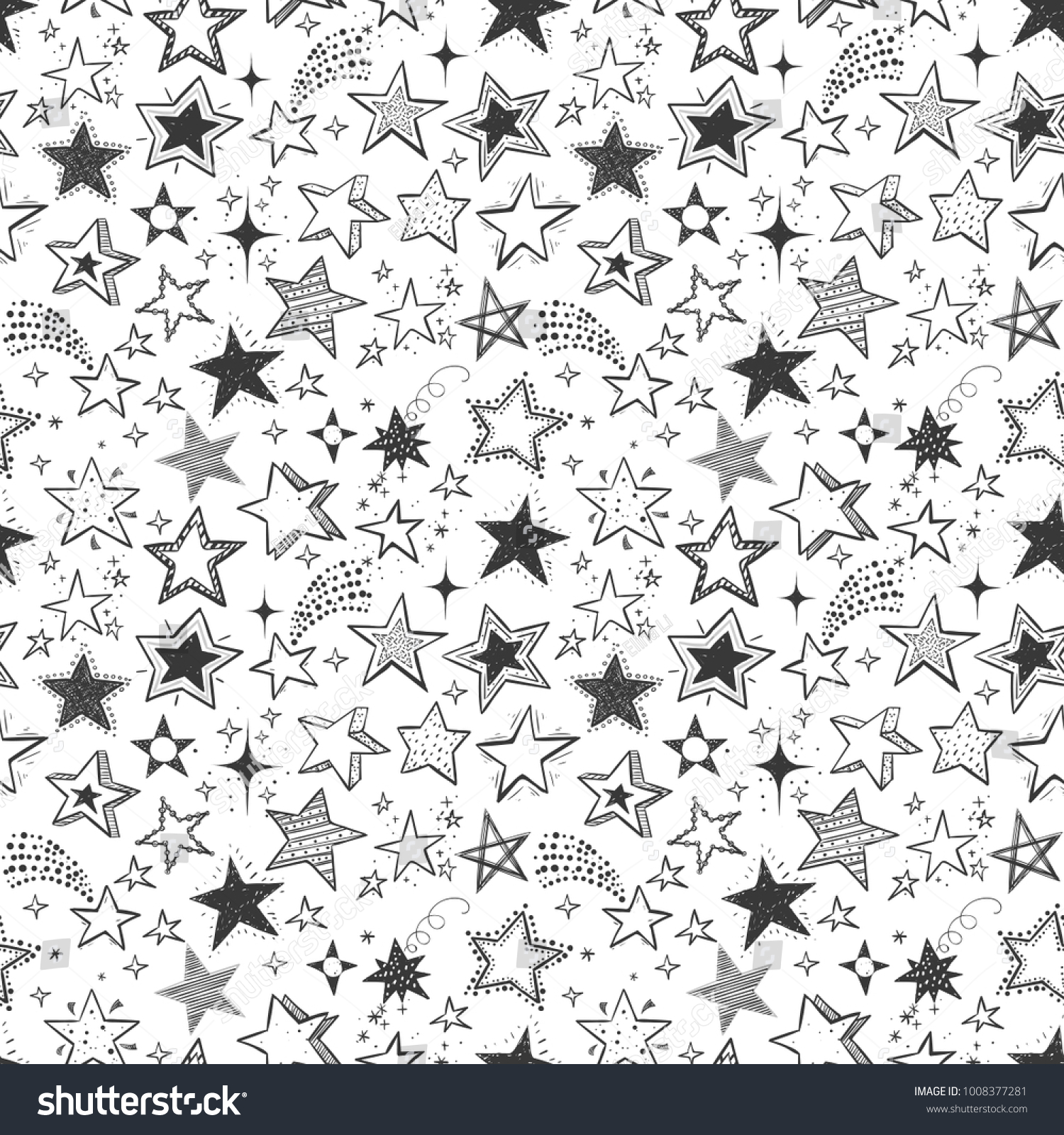 Seamless Background Doodle Stars Stock Vector (Royalty Free) 1008377281 ...