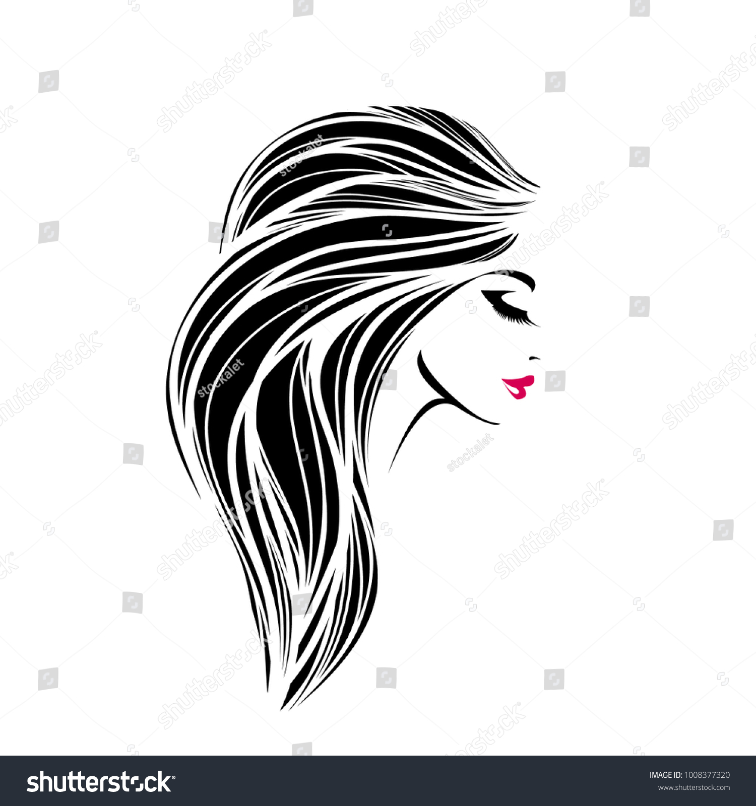 Beautiful Woman Long Wavy Hair Nice Stock Vector (Royalty Free ...