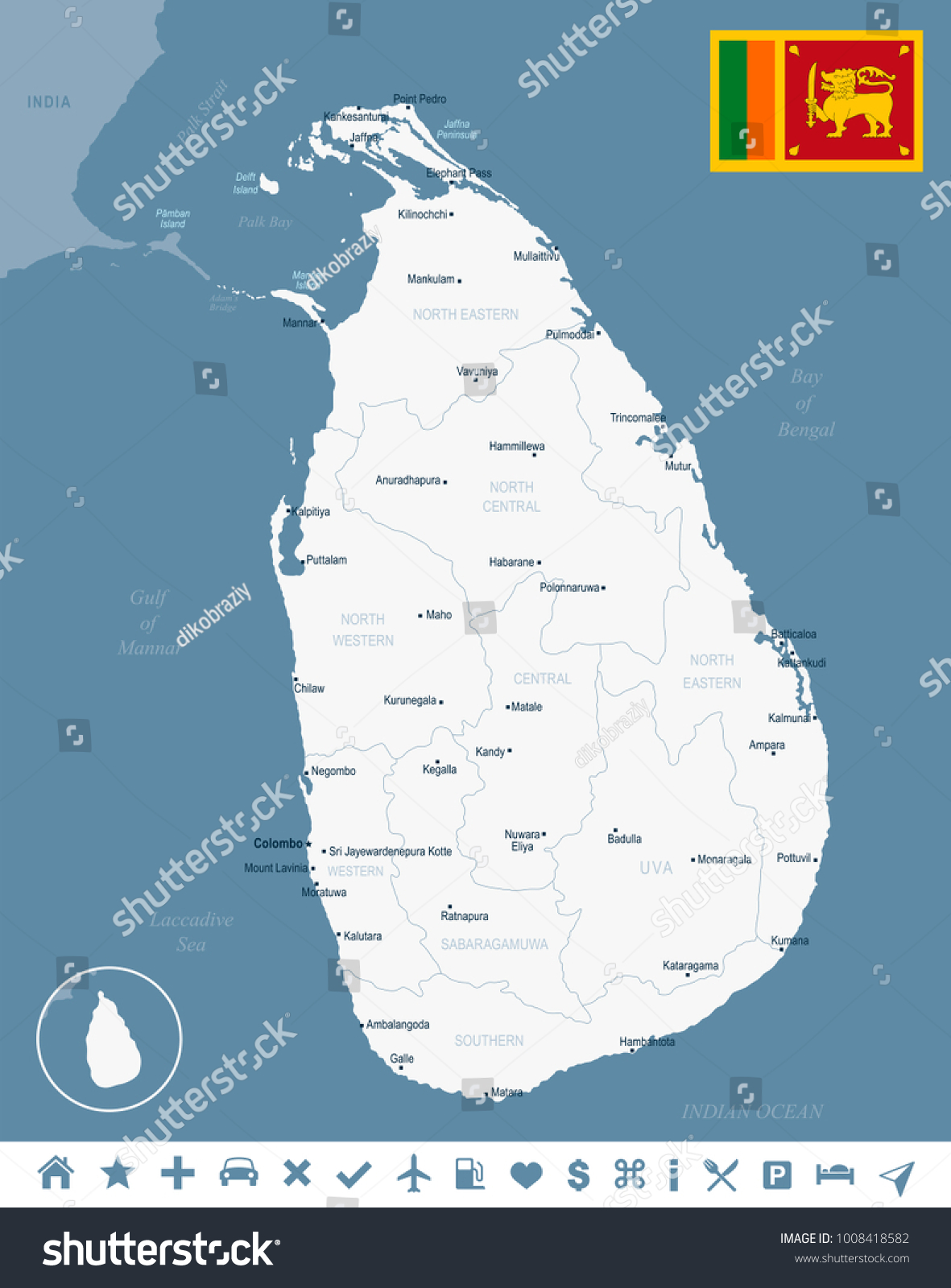 Sri Lanka Map Flag High Detailed Stock Vector (Royalty Free) 1008418582 ...