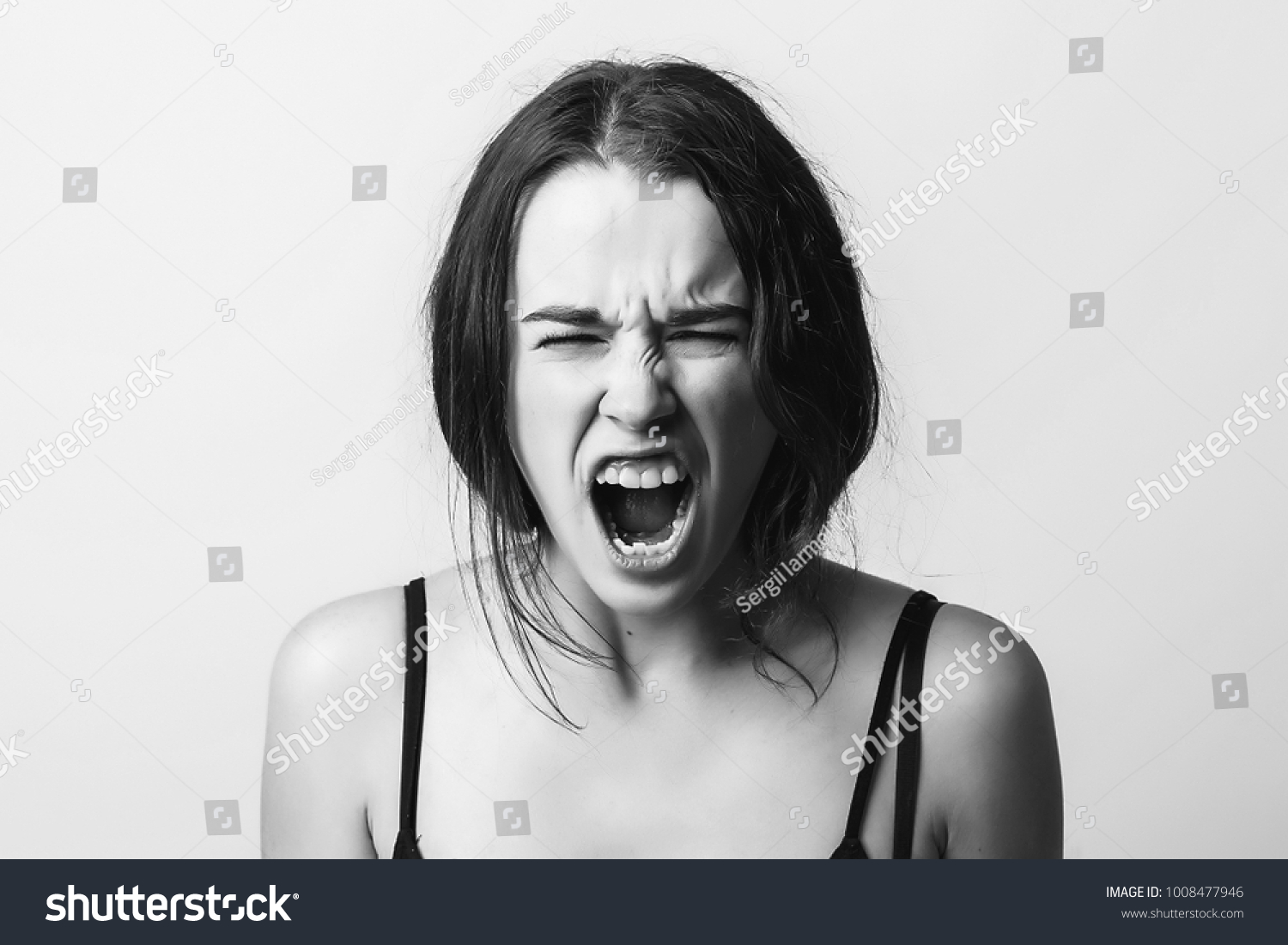 Angry Screaming Girl Discontent Aggression Depression Stock Photo 