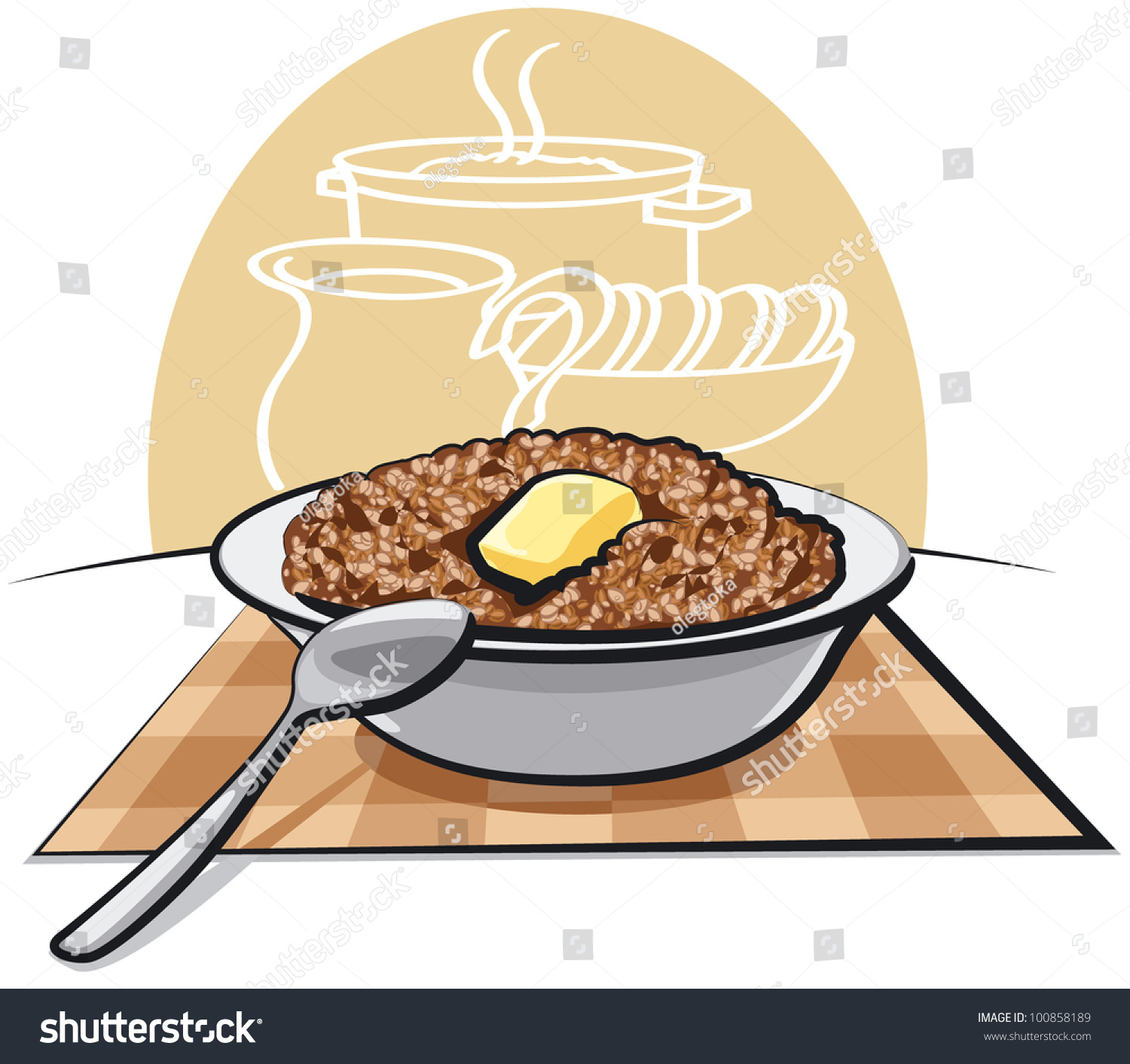 Рисунок гречневой каши в тарелке