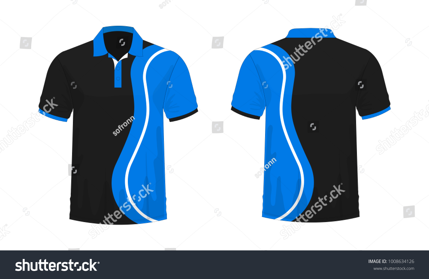 Tshirt Polo Blue Black Template Design Stock Vector (Royalty Free ...