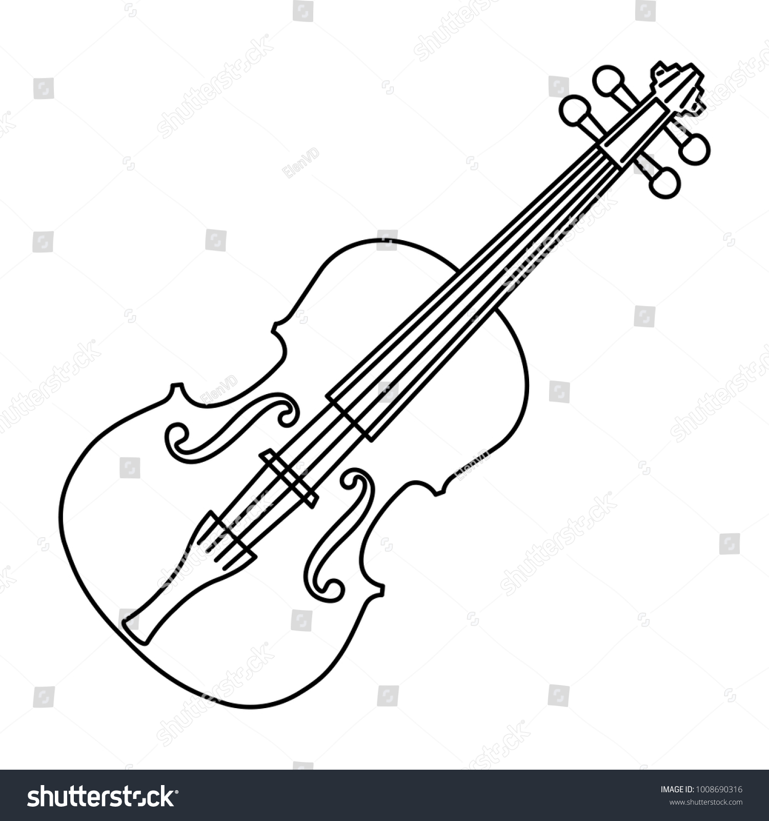 Violin Black Contour Curves On White Stock Illustration 1008690316 ...