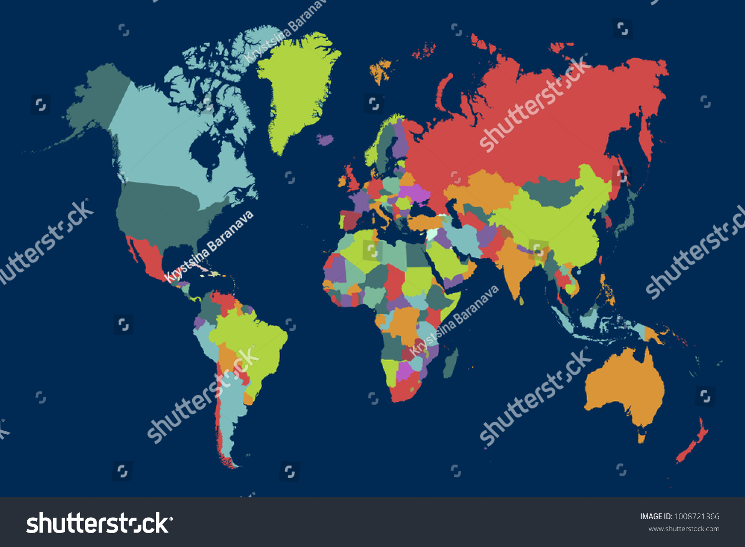 Political World Map Stock Vector (Royalty Free) 1008721366 | Shutterstock