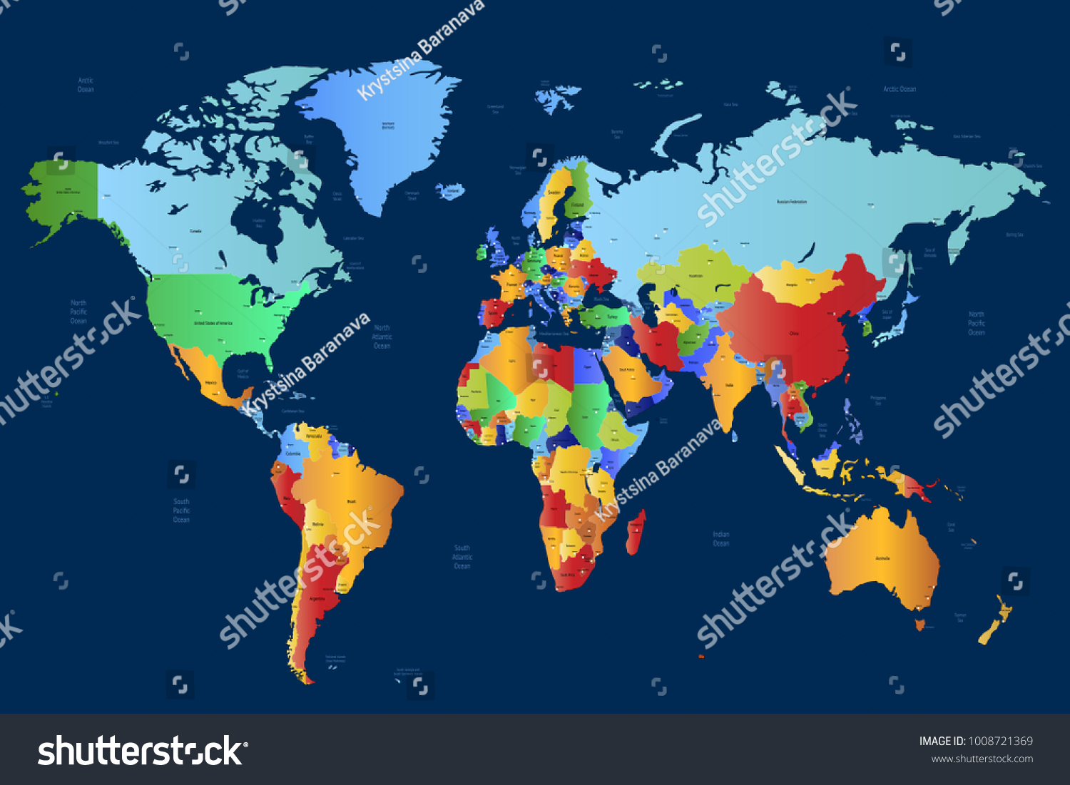 Political World Map Stock Vector (Royalty Free) 1008721369 | Shutterstock