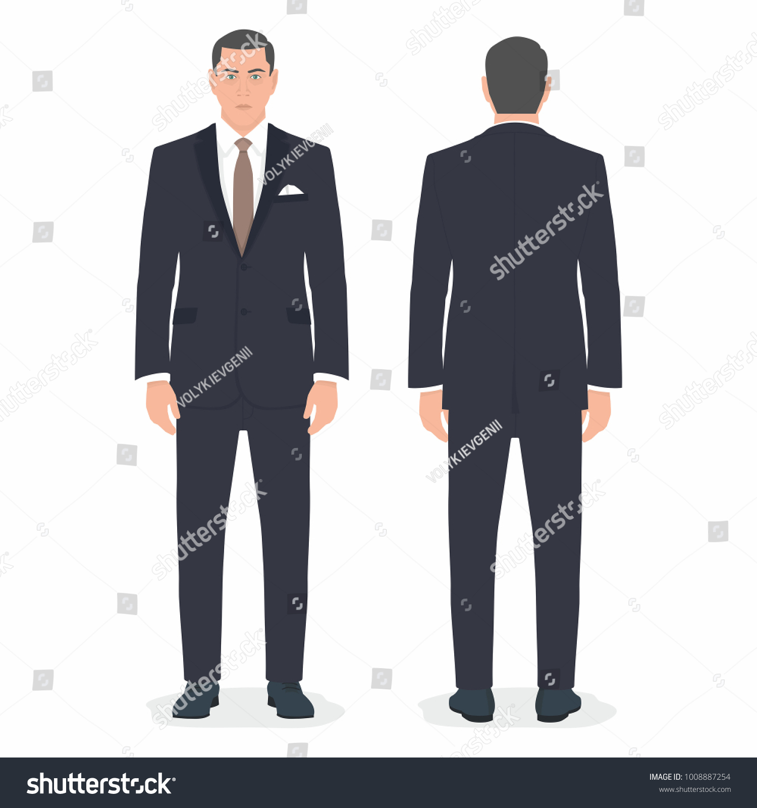 Front Back View Young Man Standing Stock Vector (royalty Free 