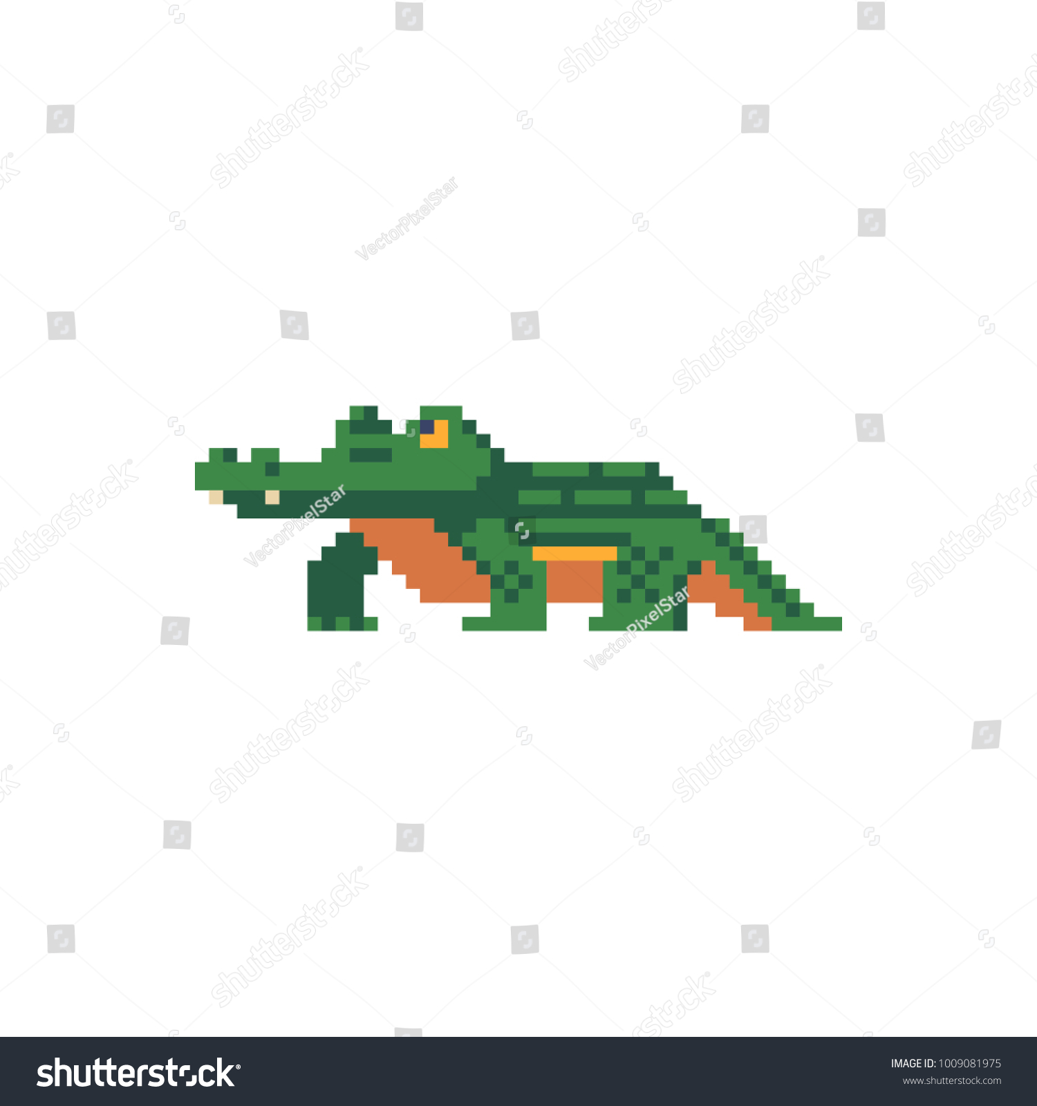 Пиксельный крокодил вектор