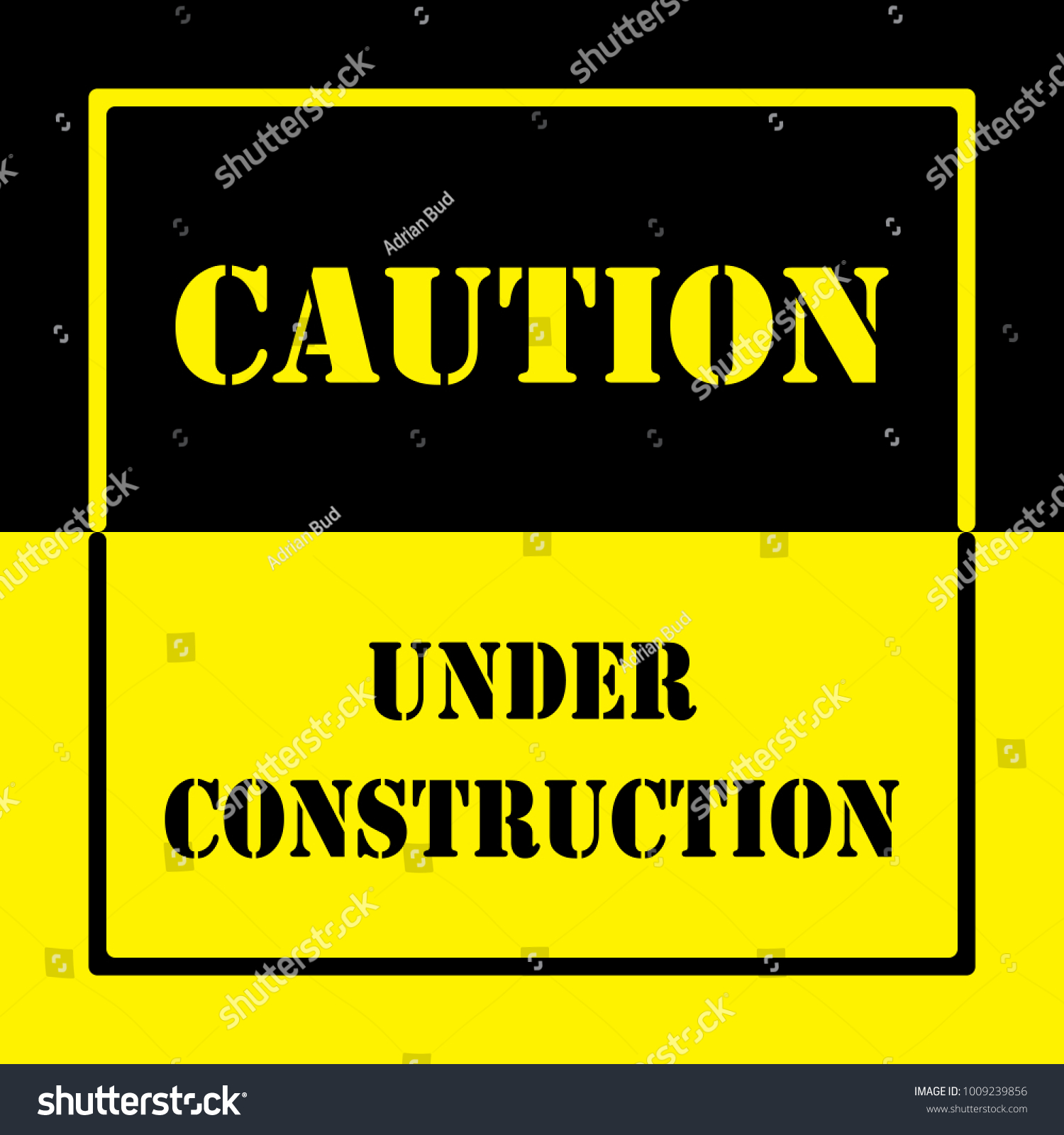 Caution Under Construction Warning Sign Black Stock Vector (Royalty ...
