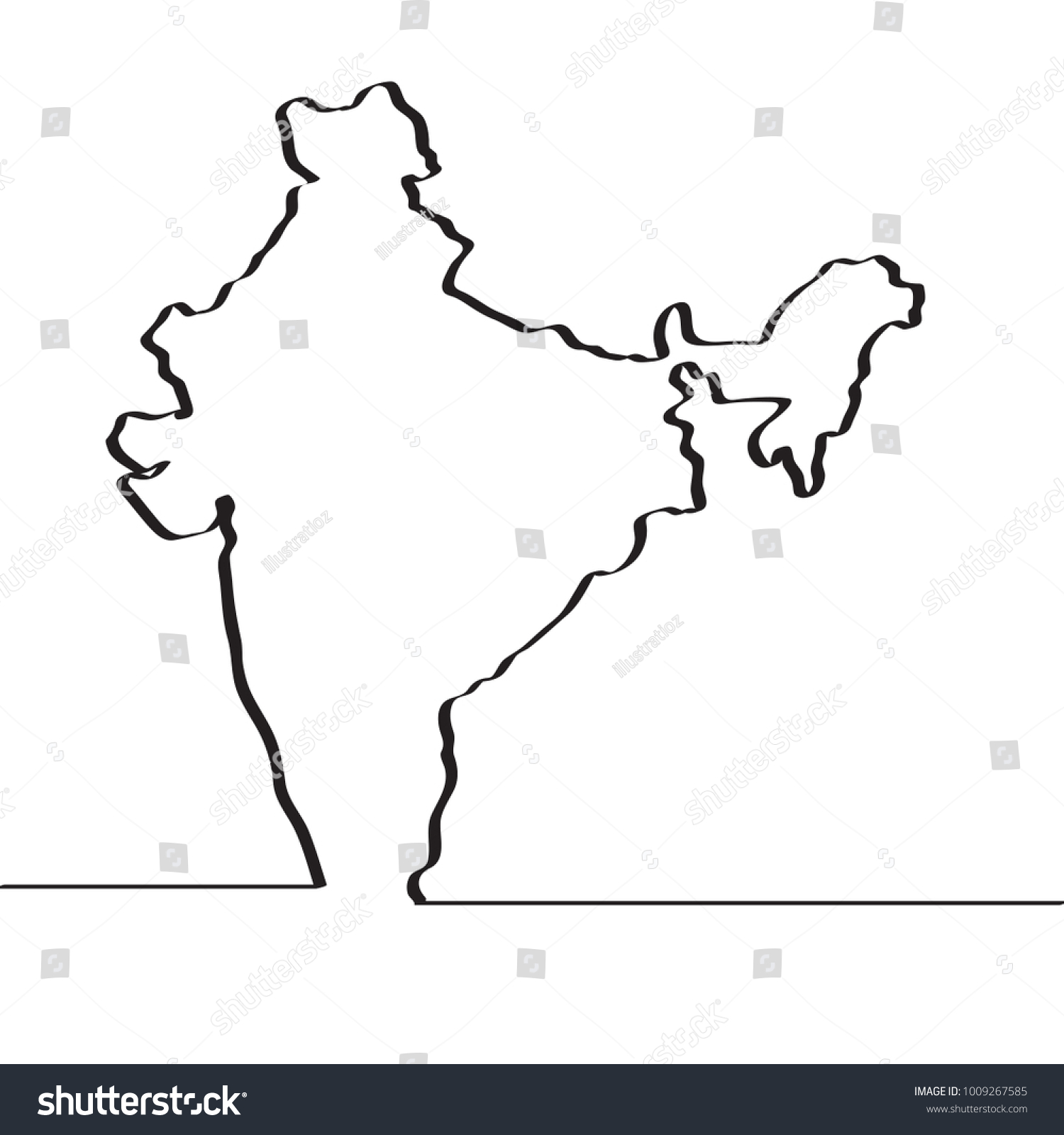 Map India Continous Line Stock Vector (Royalty Free) 1009267585 ...