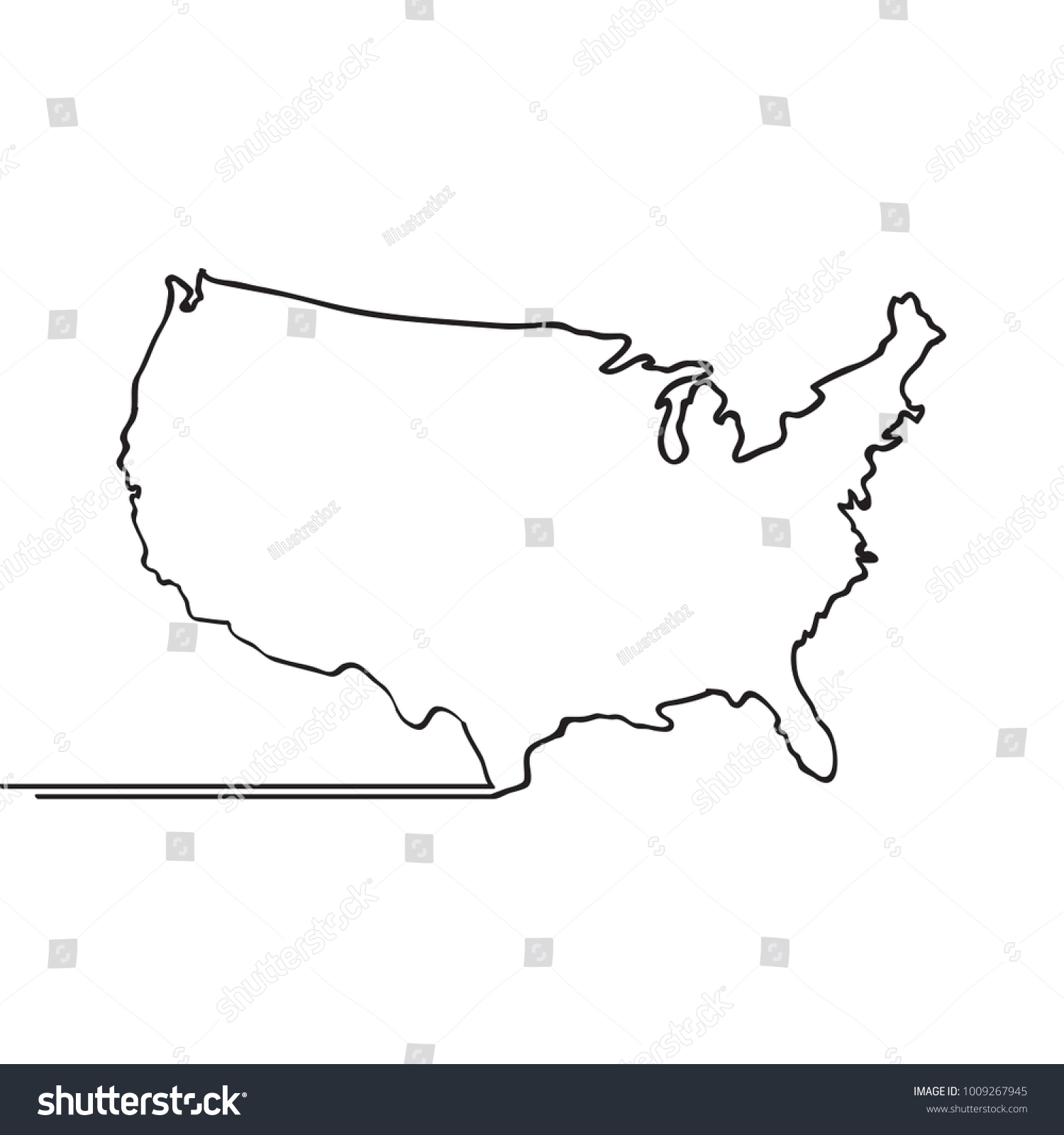 Map Usa Continous Line Stock Vector (Royalty Free) 1009267945 ...