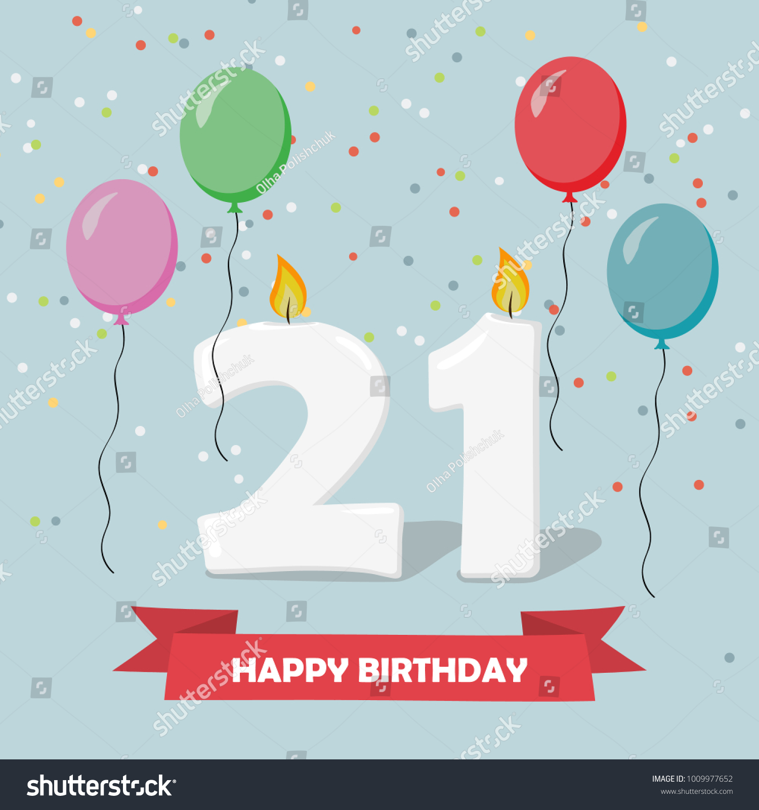 21 Years Celebration Happy Birthday Greeting Stock Vector (Royalty Free ...