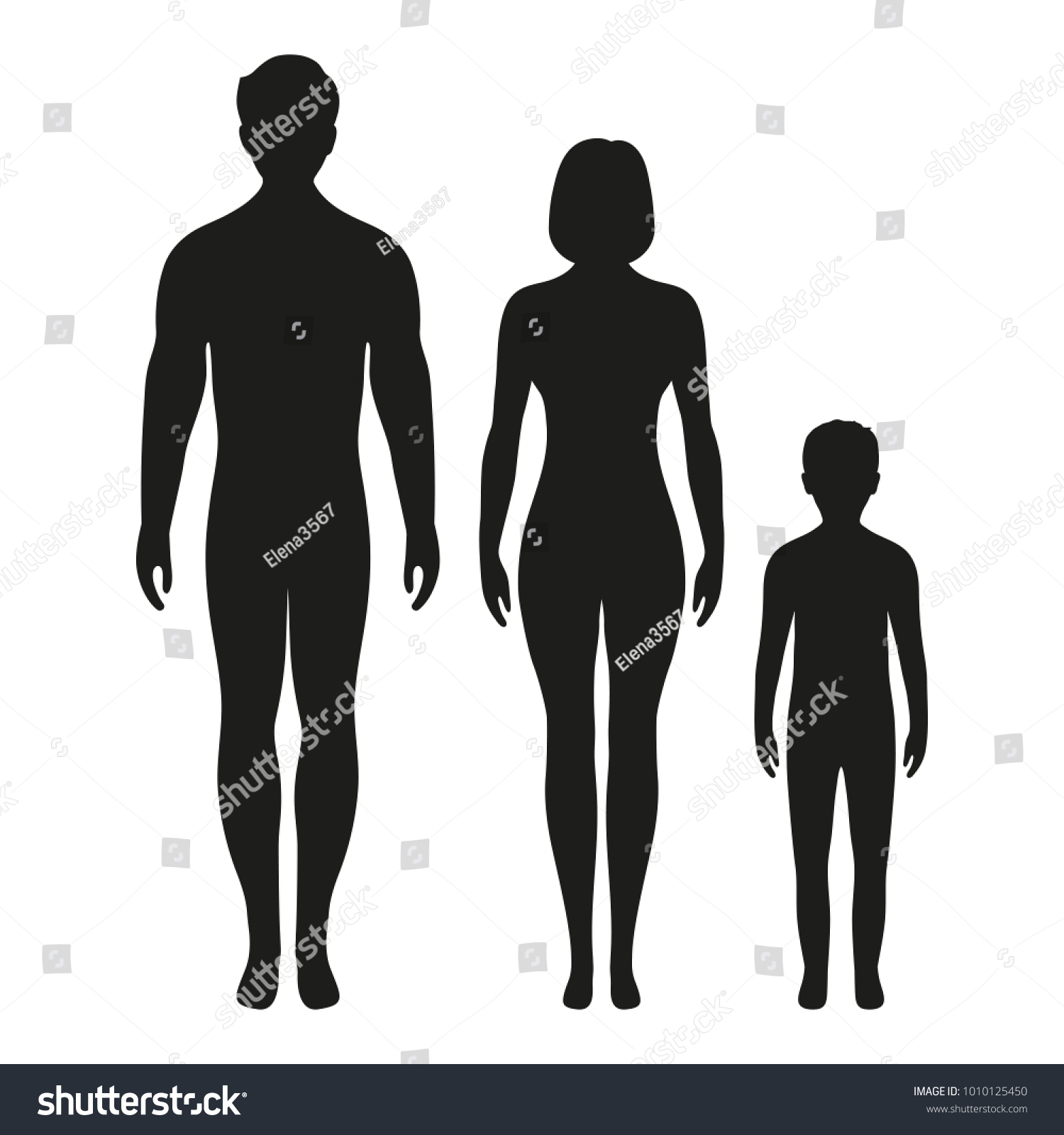 Silhouette Man Woman Child On White Stock Illustration 1010125450 ...