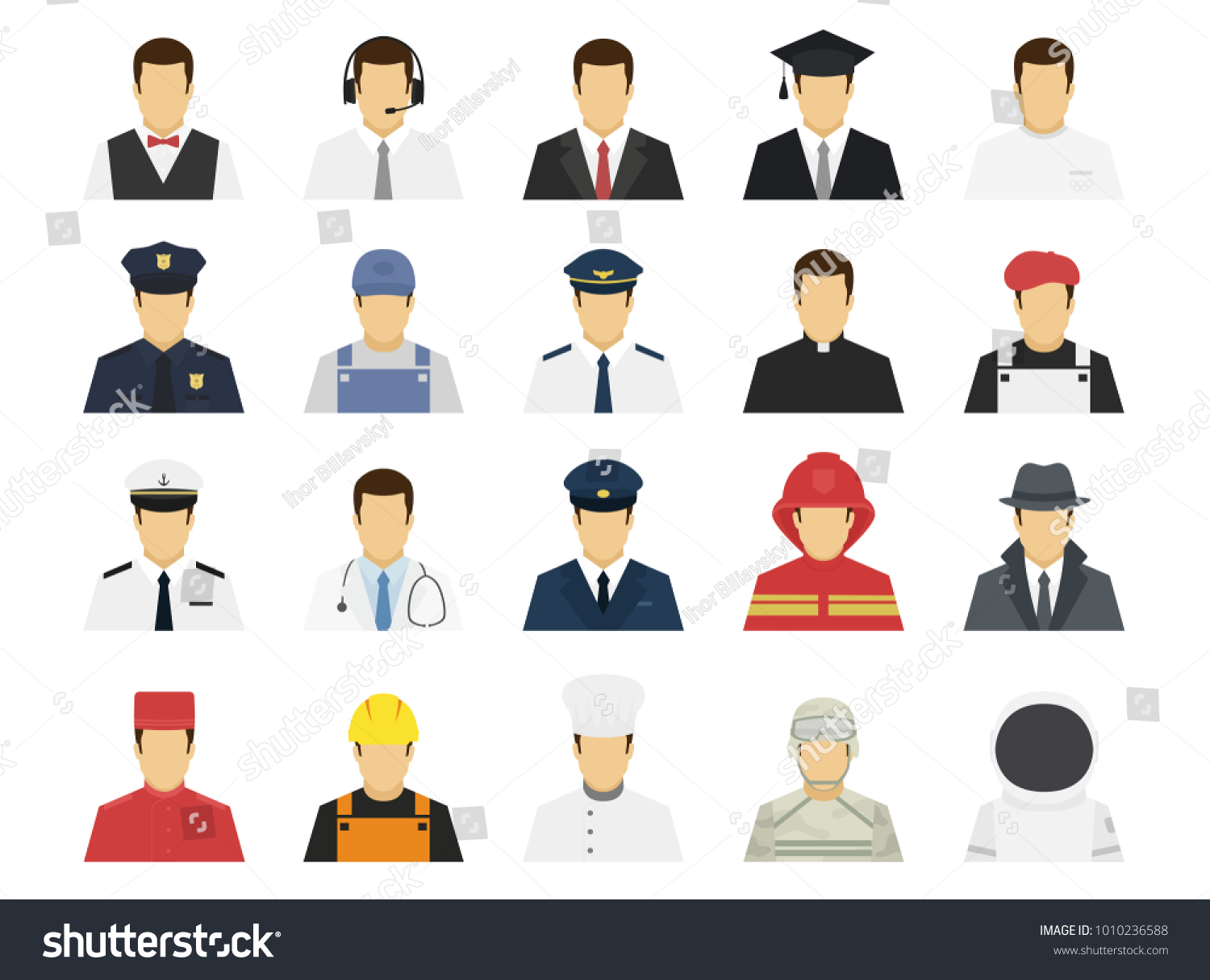 Professions Set Avatar Icons Male Female Stock Vector (Royalty Free ...