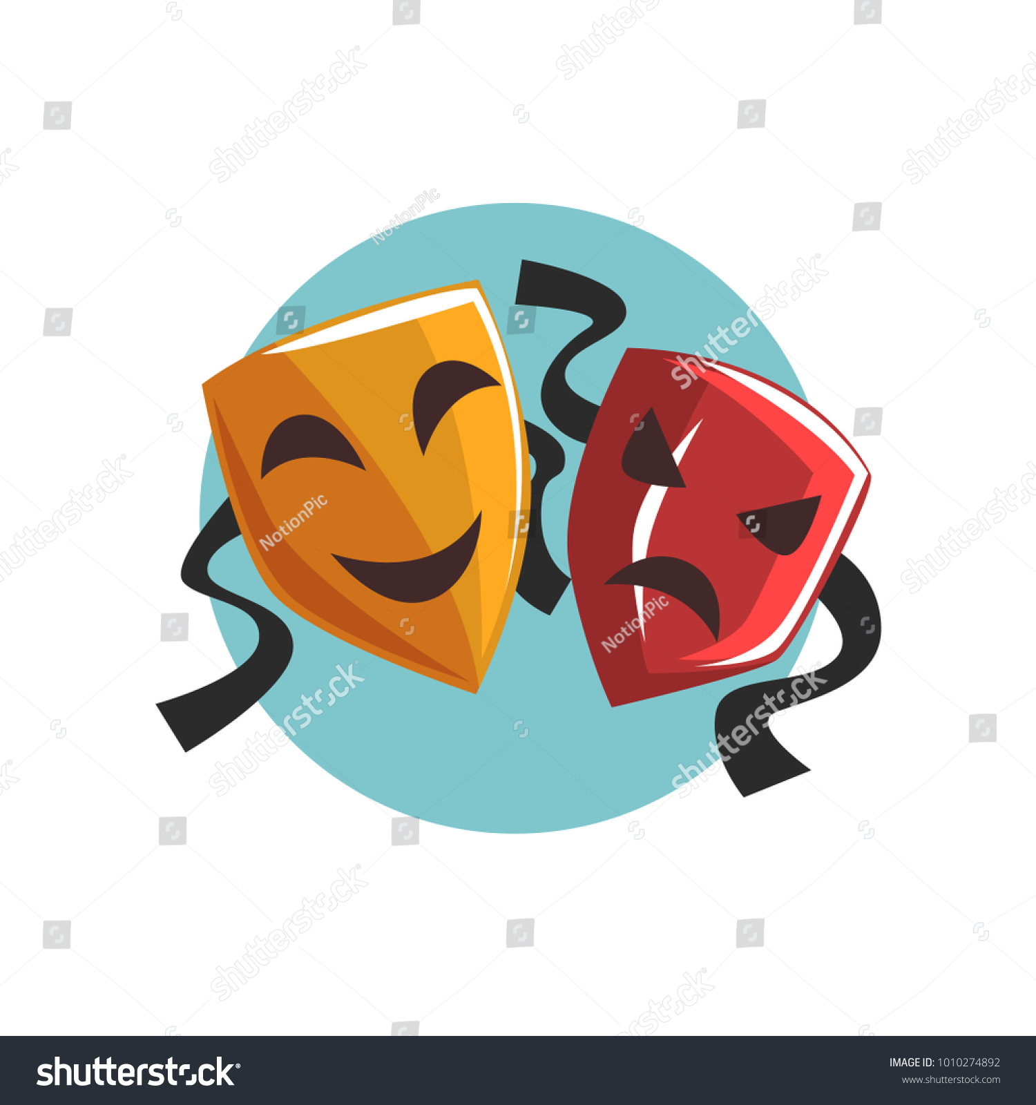 Comedy Tragedy Theatrical Masks Cartoon Vector Stock Vector (Royalty ...