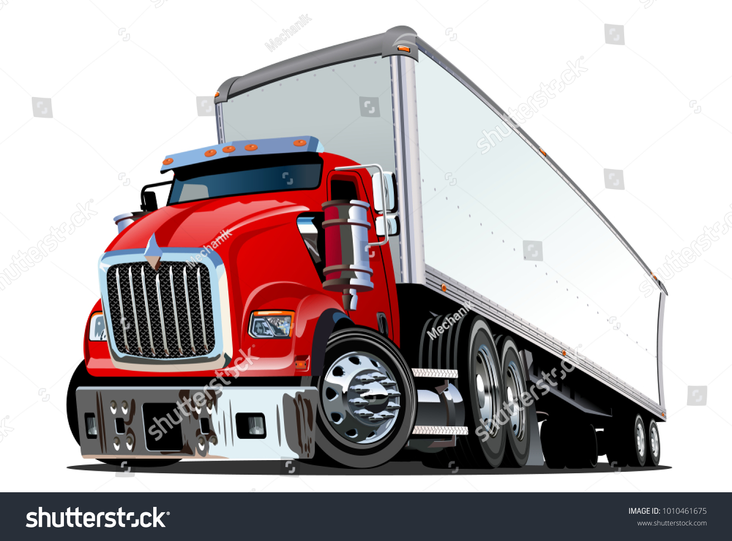 Cartoon Semi Truck Isolated On White Stock Vector (Royalty Free ...