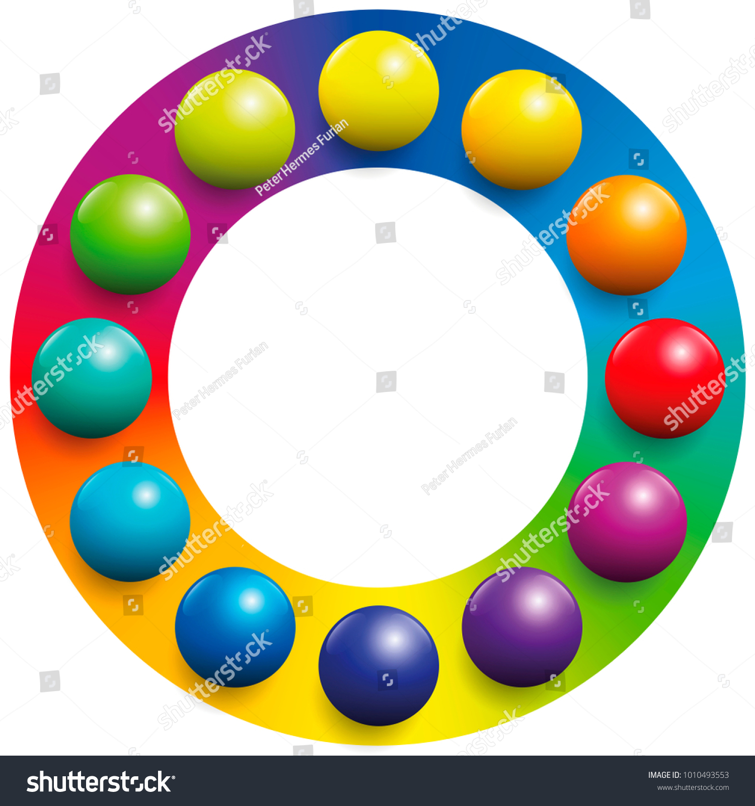 Color Spectrum Twelve Balls Placed Upon Stock Vector (Royalty Free ...