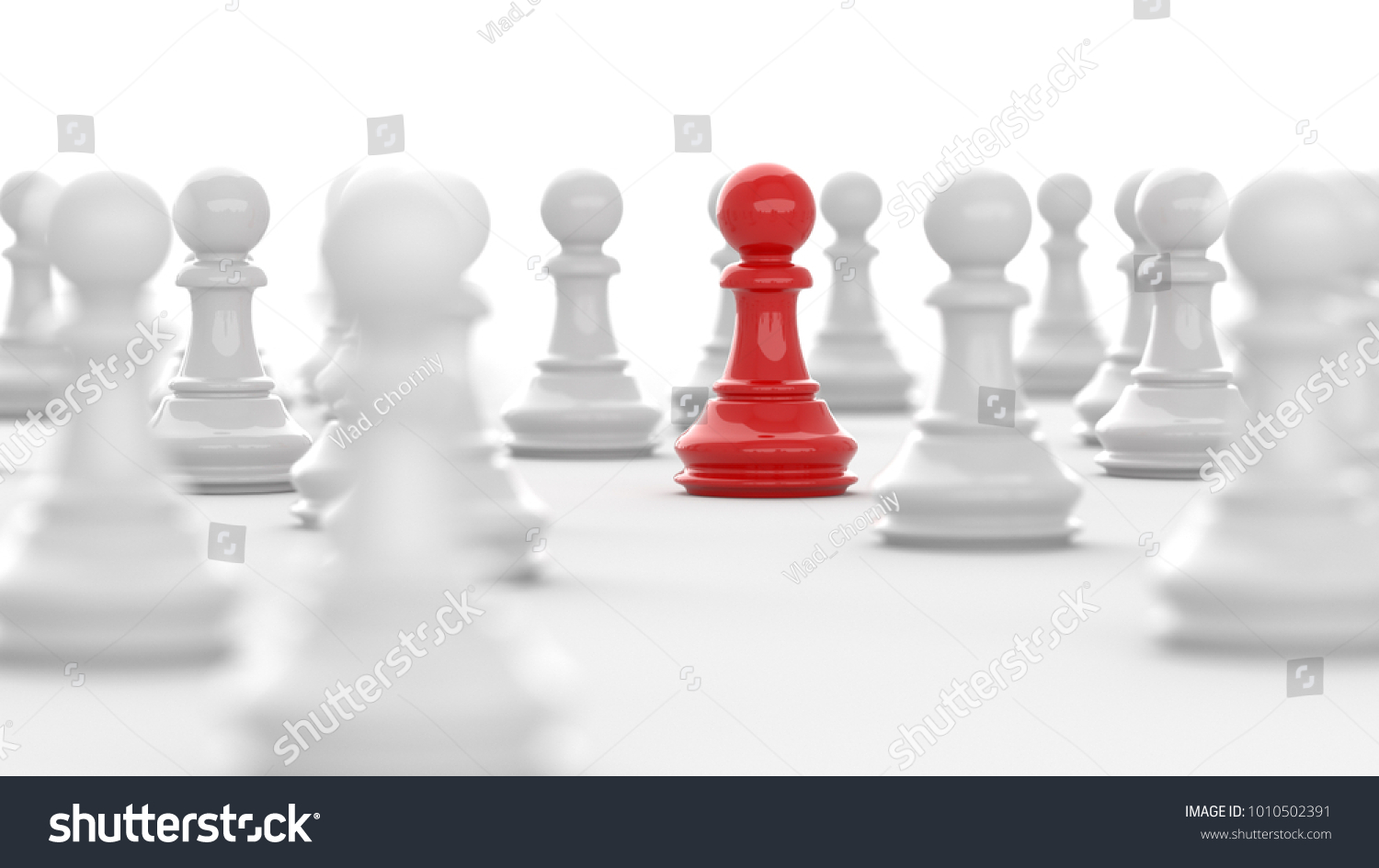 Leadership Concept Red Pawn Chess Standing Stock Illustration ...