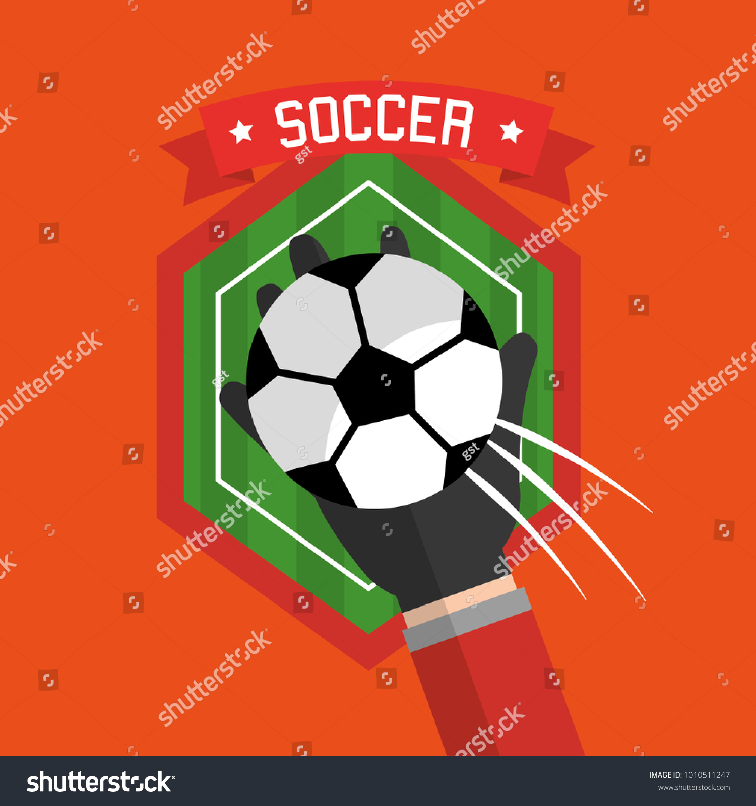 Soccer Hand Holding Ball Badge Sport Stock Vector Royalty Free